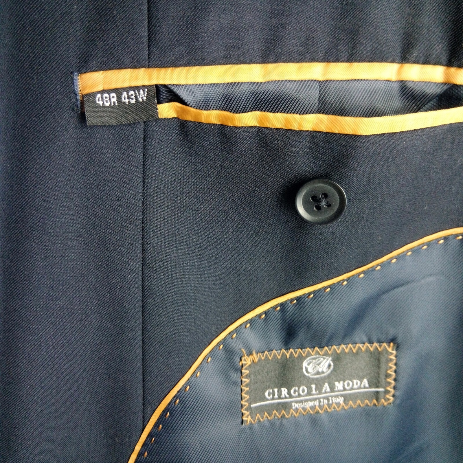 Circo La Moda 48R 3 Button Navy Blue Suit Jacket Blazer