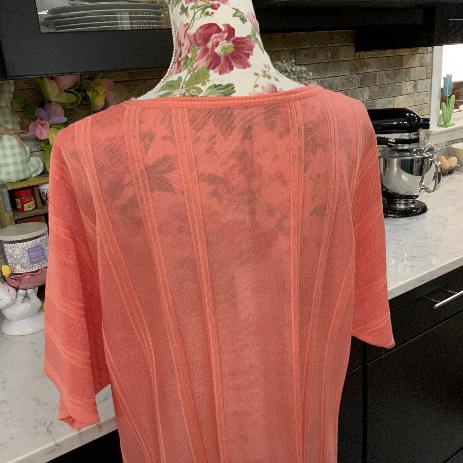 Ming Wang Dolman Sleeve Knit Tunic Top Sz S Orange Burst Tonal Stripes $175 NWT