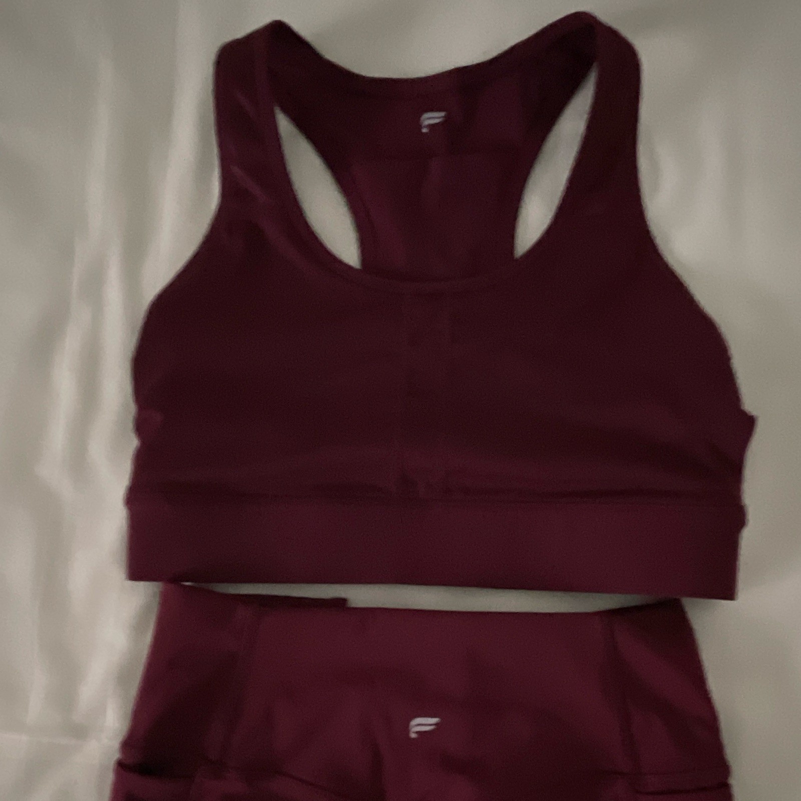 Fabletics Burgundy 2-Pc Sports Bra & Leggings Set Sz S Stretch Solid
