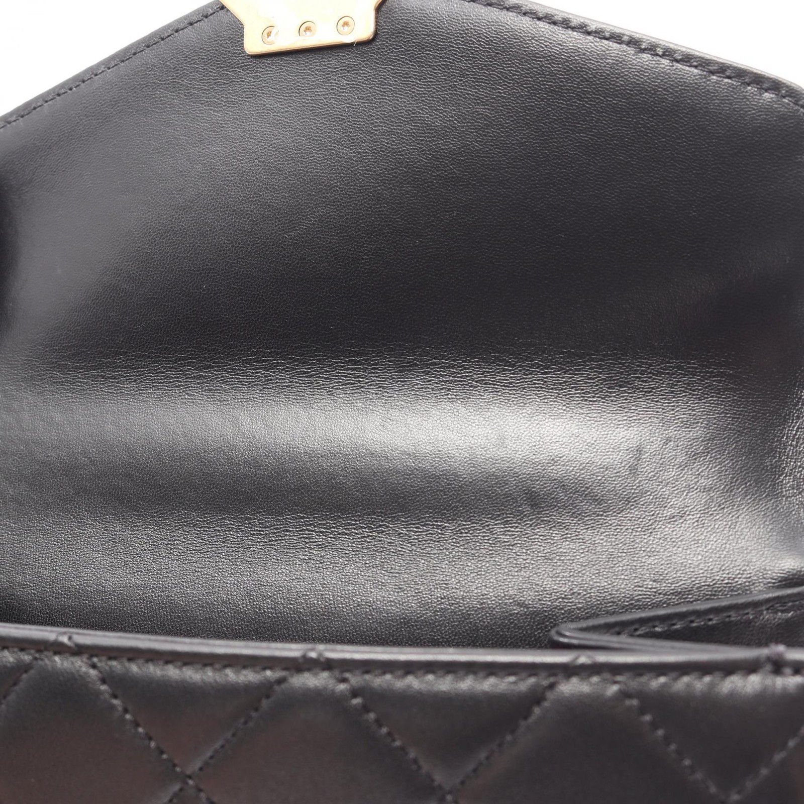 CHANEL Matelasse Chain Shoulder Bag Lambskin Black GHW Used Women
