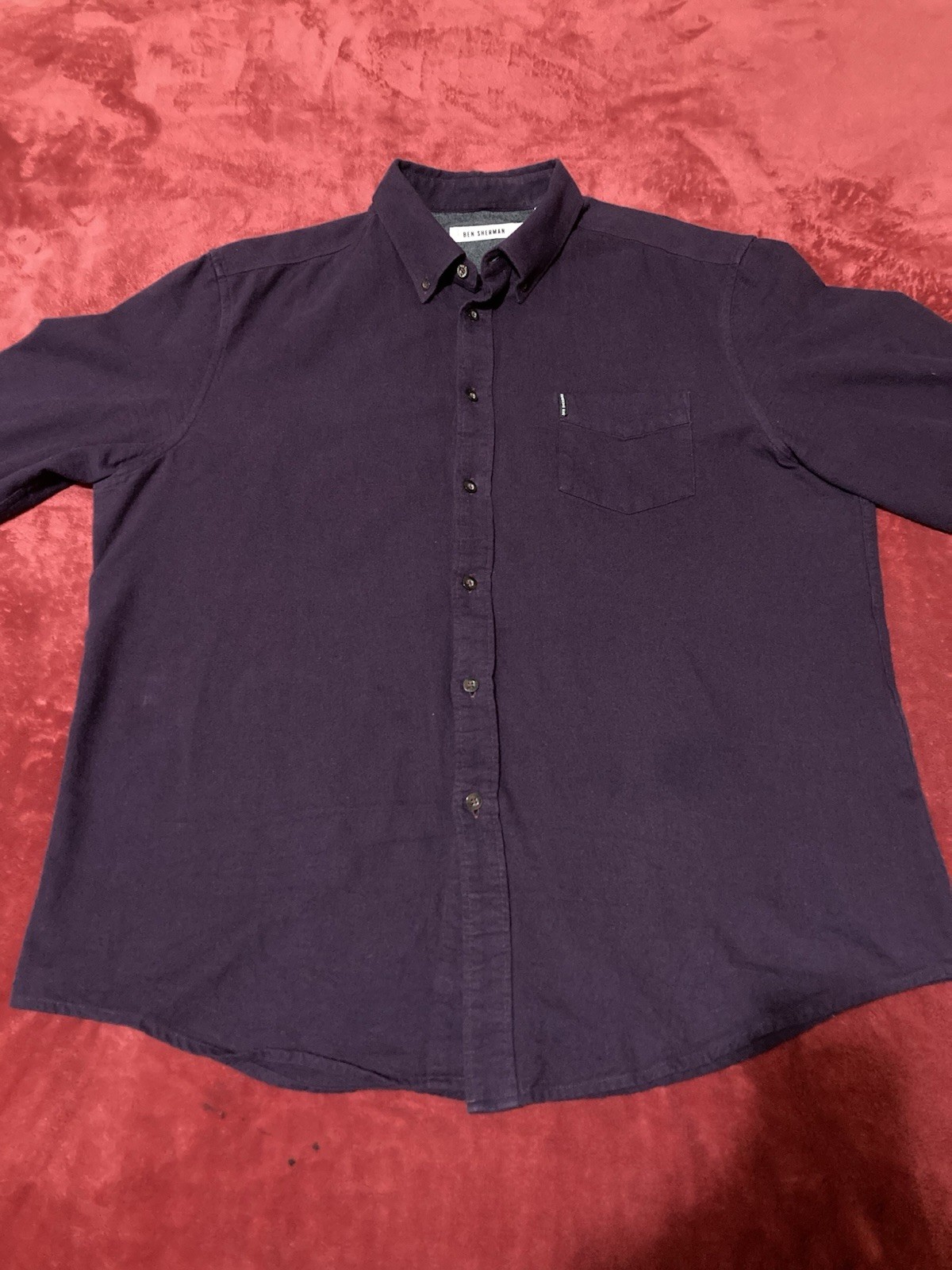 Ben Sherman Twill/Flannel Button Down Shirt Purple Men’s XXL(XL 24in pit to pit)