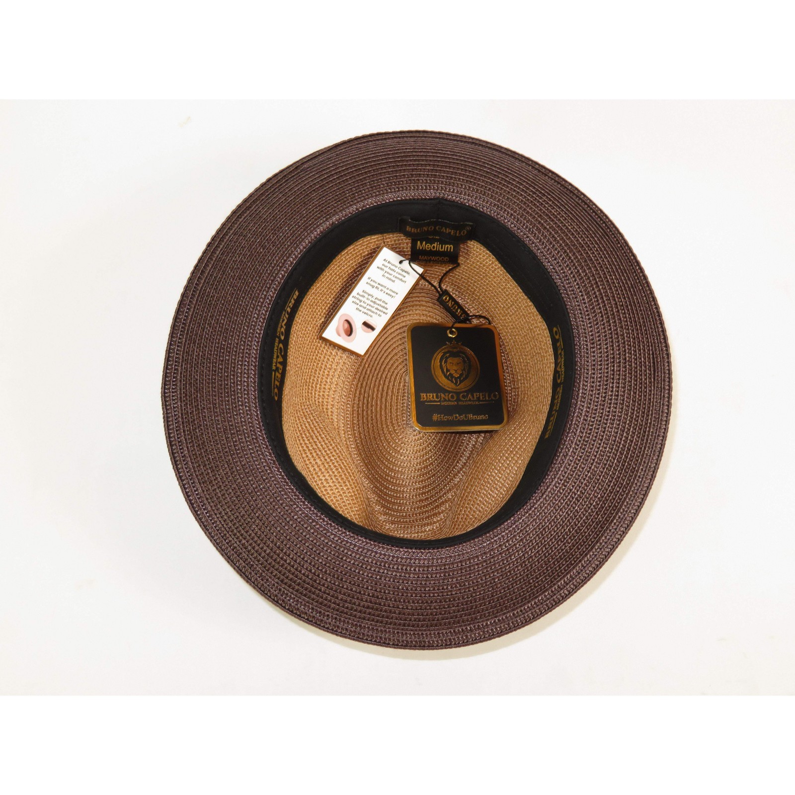 Men’s Bruno Capelo 2-Tone Straw Fedora Hat MAYWOOD MY892 Camel/Brown