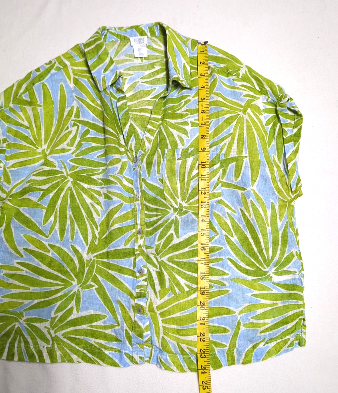 Sigrid Olsen Linen Shirt Size L Boxy Sleeveless Button Down Pocket