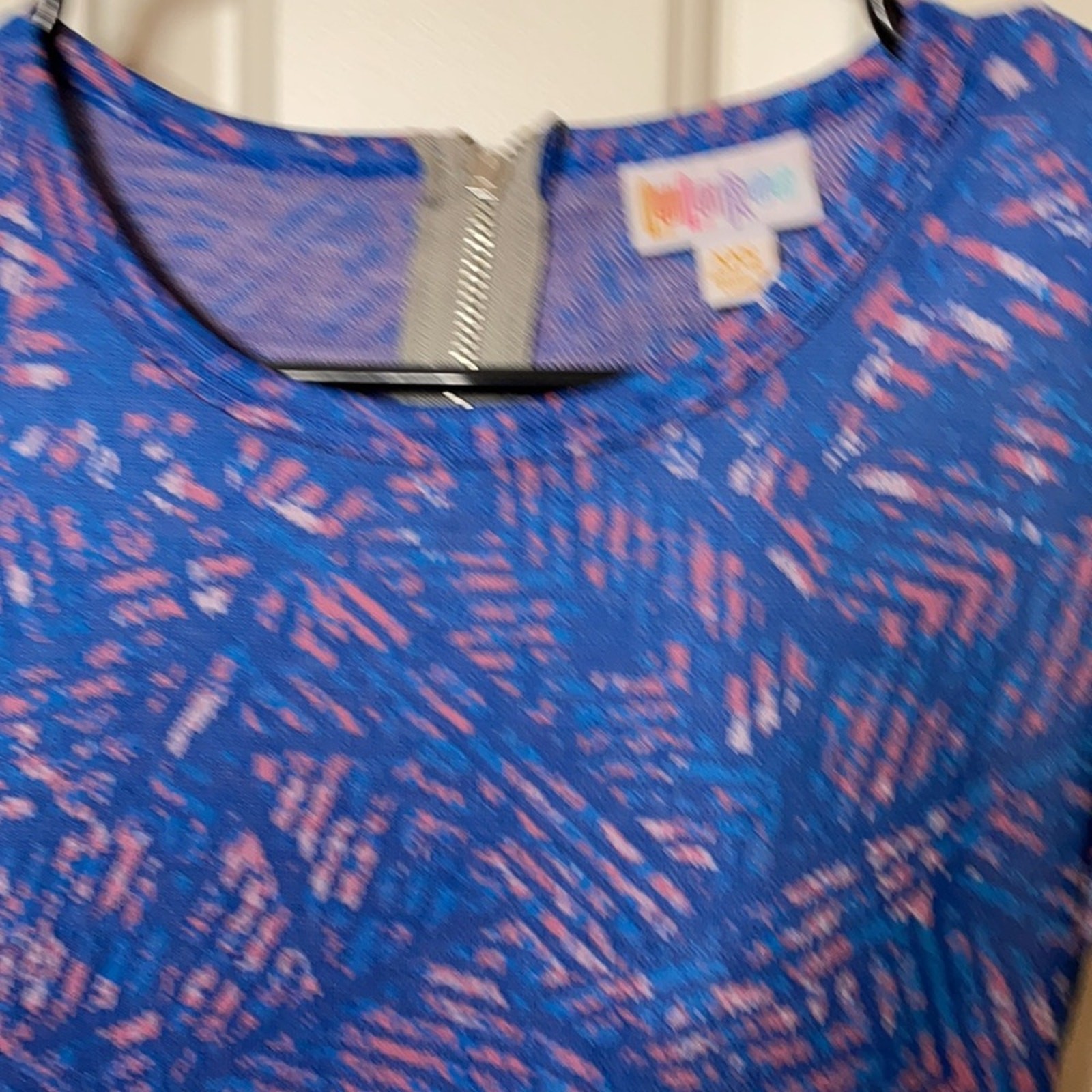LuLaRoe Amelia Dress XXS Blue Chevron Fit & Flare Pleated Pockets NWT
