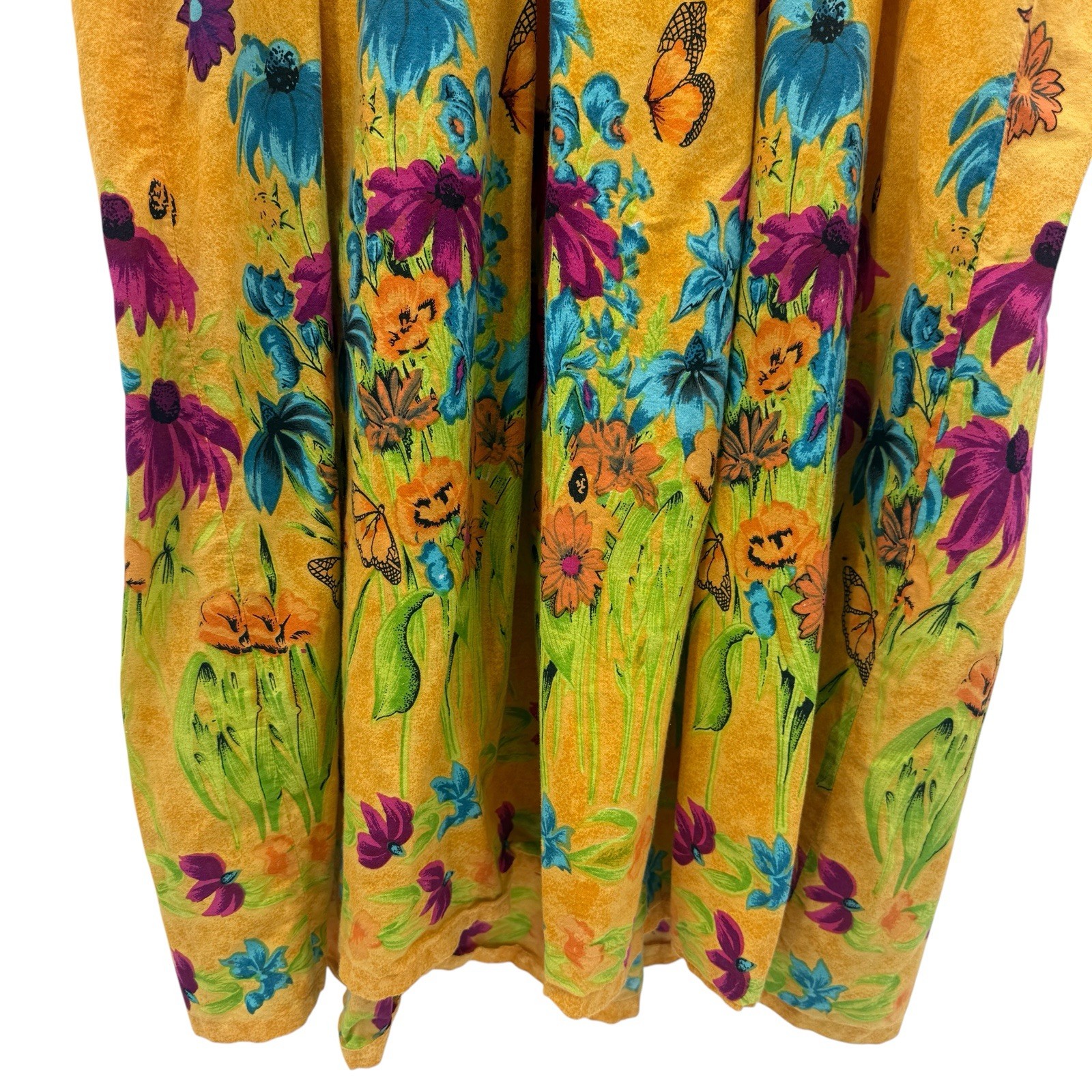 Only Necessities Muumuu House Dress 2X Butterfly Floral 100% Cotton Cafton 90’s