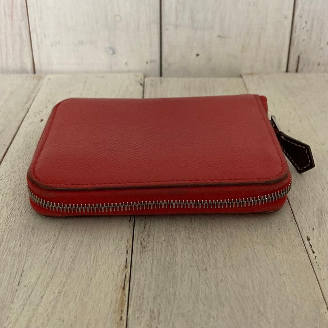 HERMES Compact Wallet Mini Wallet Red