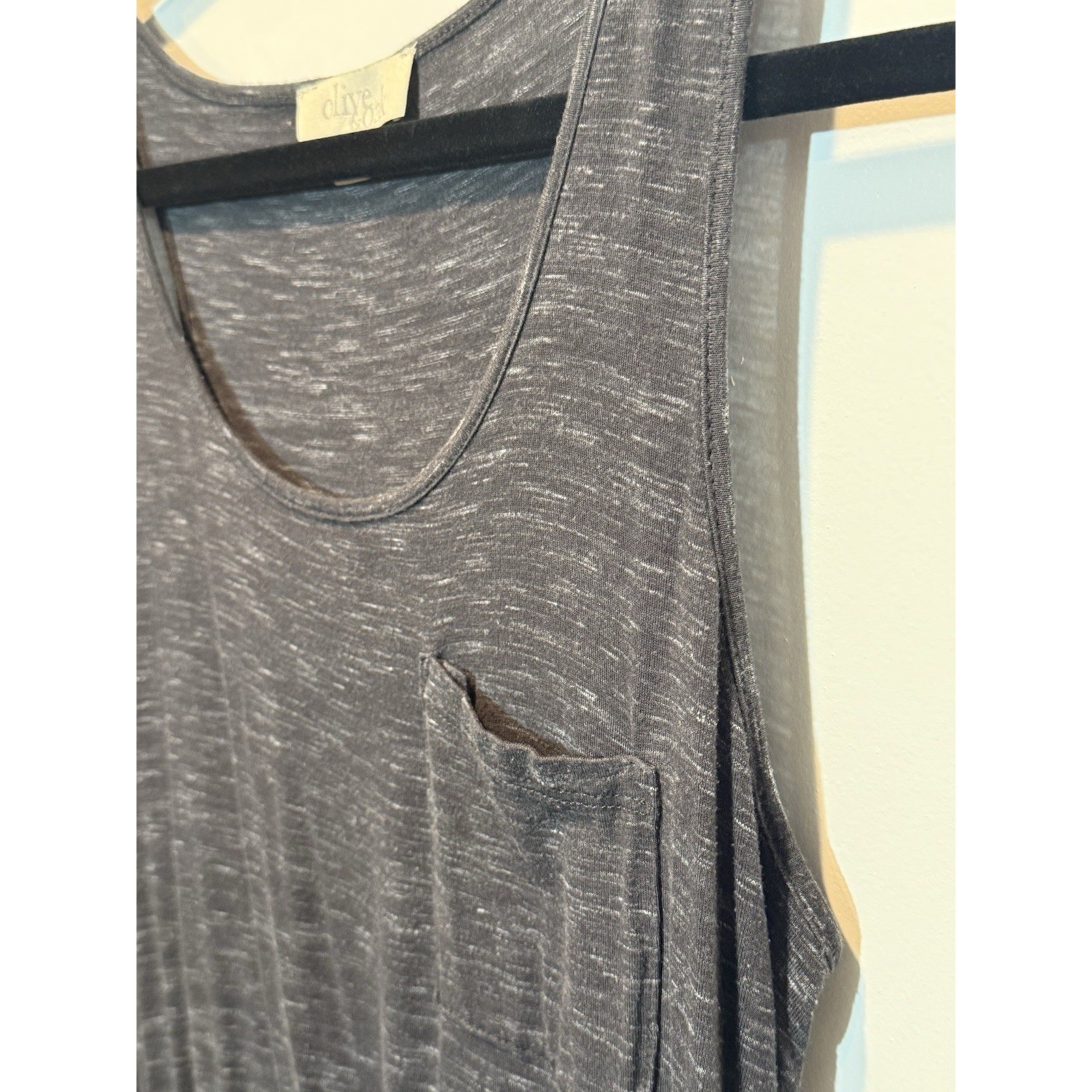 olive & oak Grey Heathered Knit Drawstring Waist Pocket Dress Medium