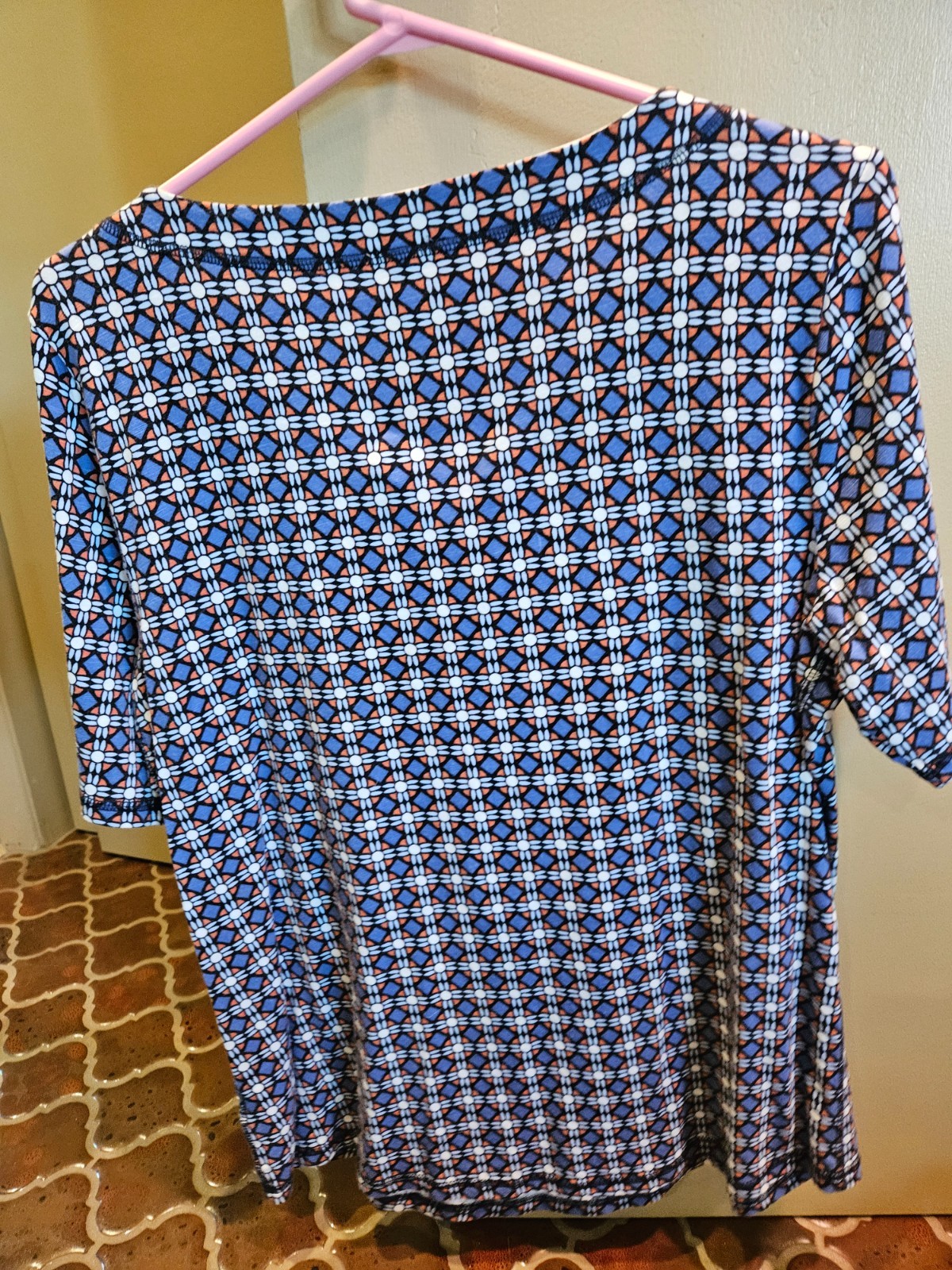 T by Talbots womens blue print short sleeve top – size L