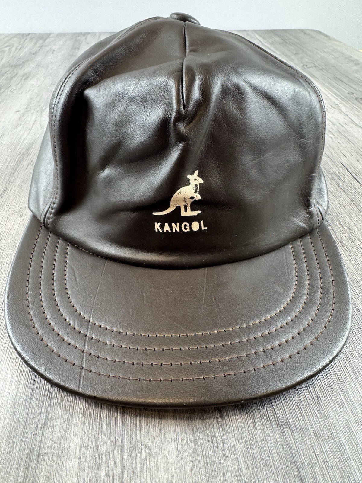 Vintage 90s Y2K Kangol Brown Leather Kangaroo Adjustable Strapback Hat Cap