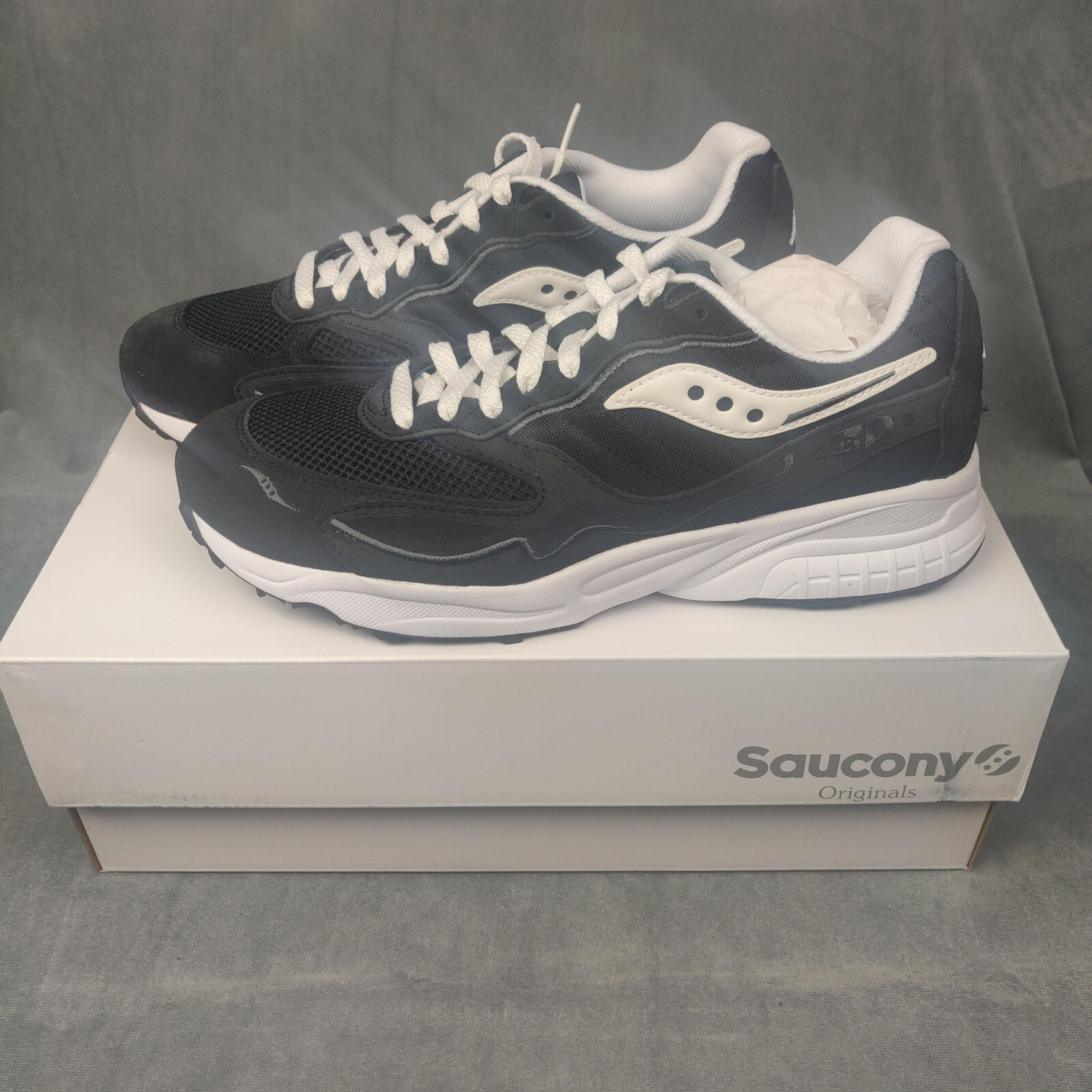 Saucony 3D Grid Hurricane Black White Jogging Running Shoes Sneakers Mens Sz 9