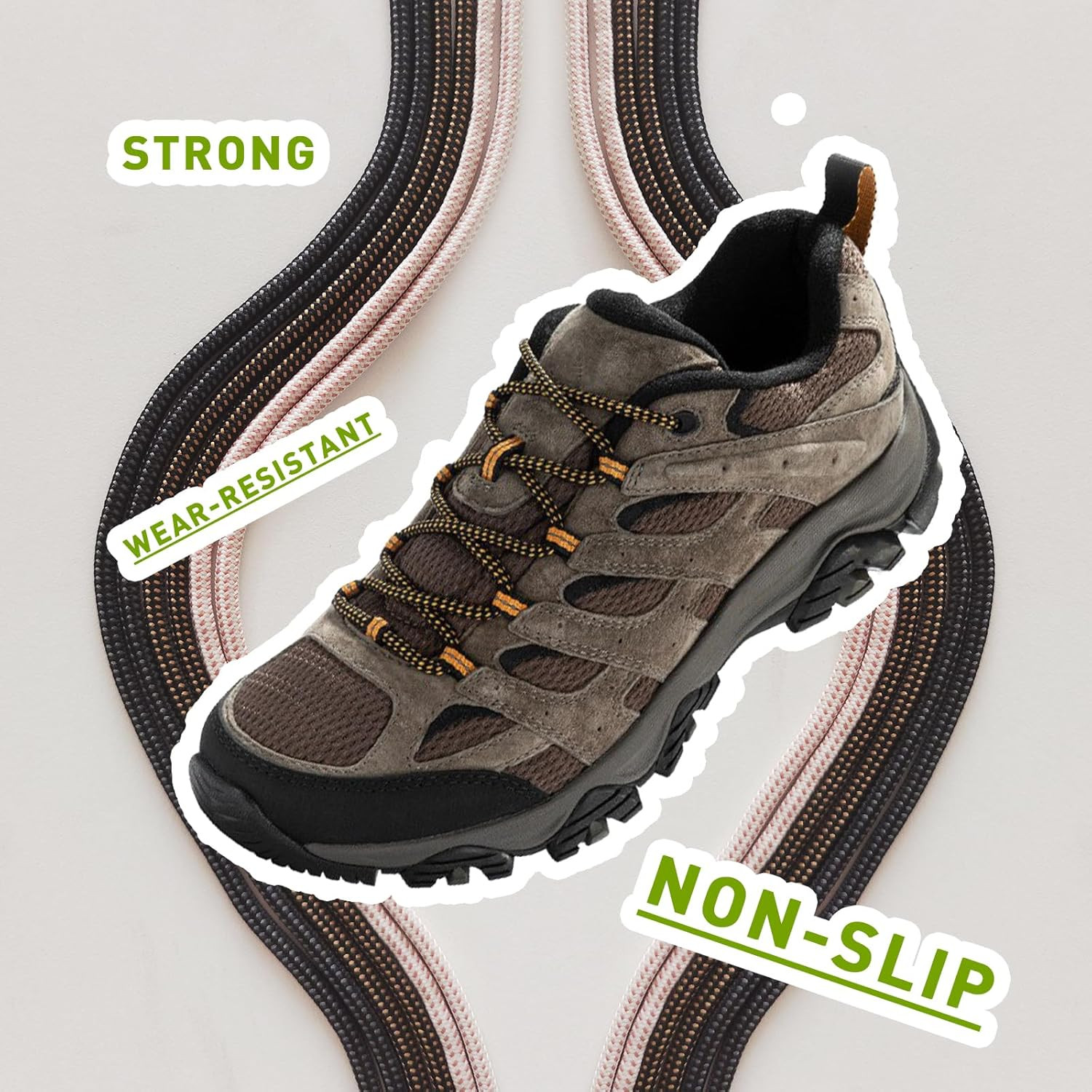 2 Pairs Shoelaces for Merrell Moab Boot, 13/64”(5Mm) Boot round Shoe Laces Stri
