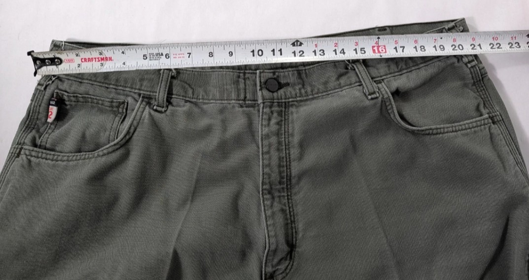 Carhartt FR Work Jeans CAT 2 Size 42×30 Green Original Fit Straight Leg Pants