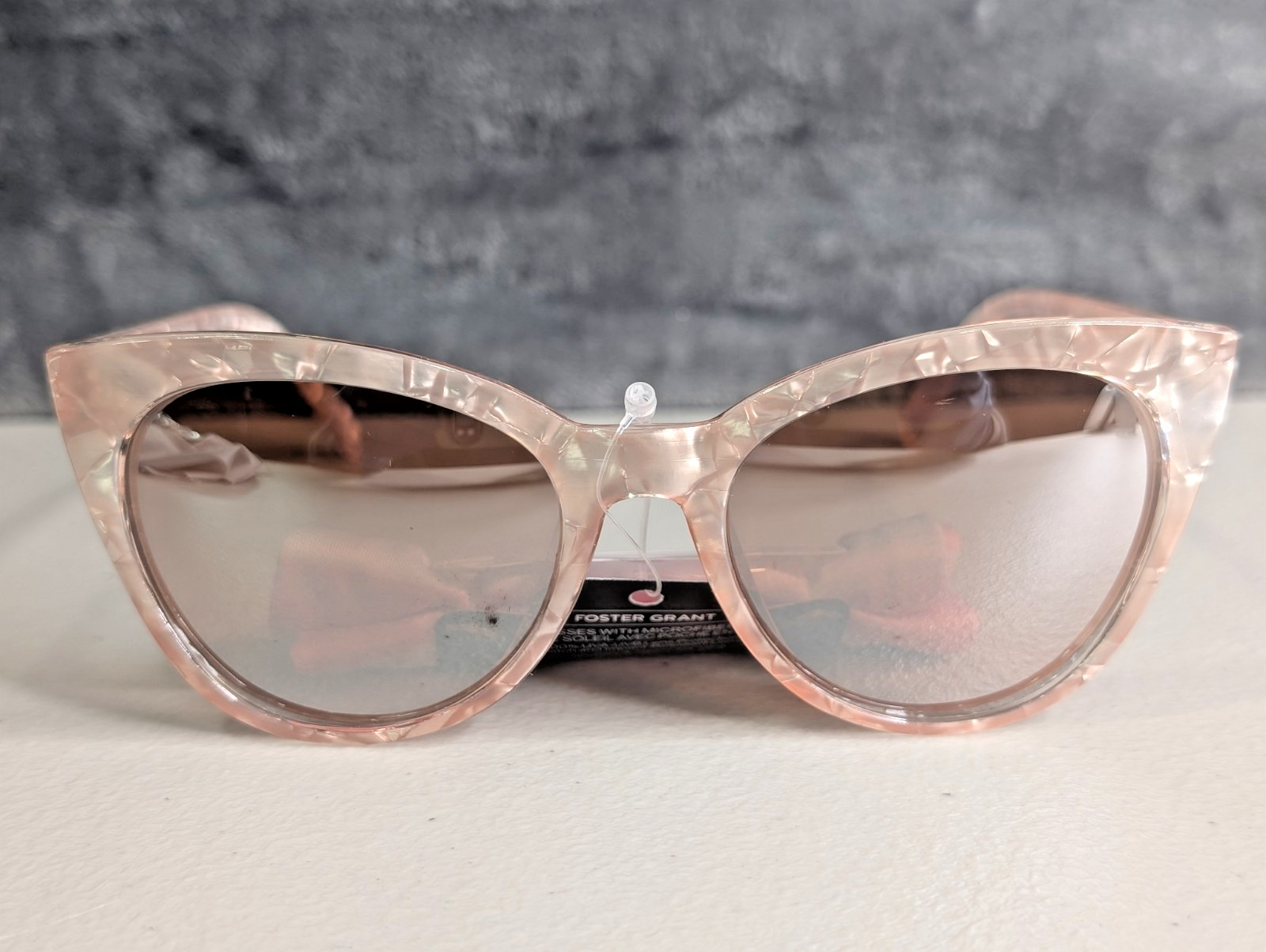 Foster Grant Sunglasses Womens Pink Cat Eye Mirrored Lens Retro Classic Blemish