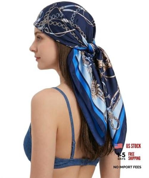 Silk Feeling Scarf Women’s Fashion Pattern & Solid Color Large Square 317