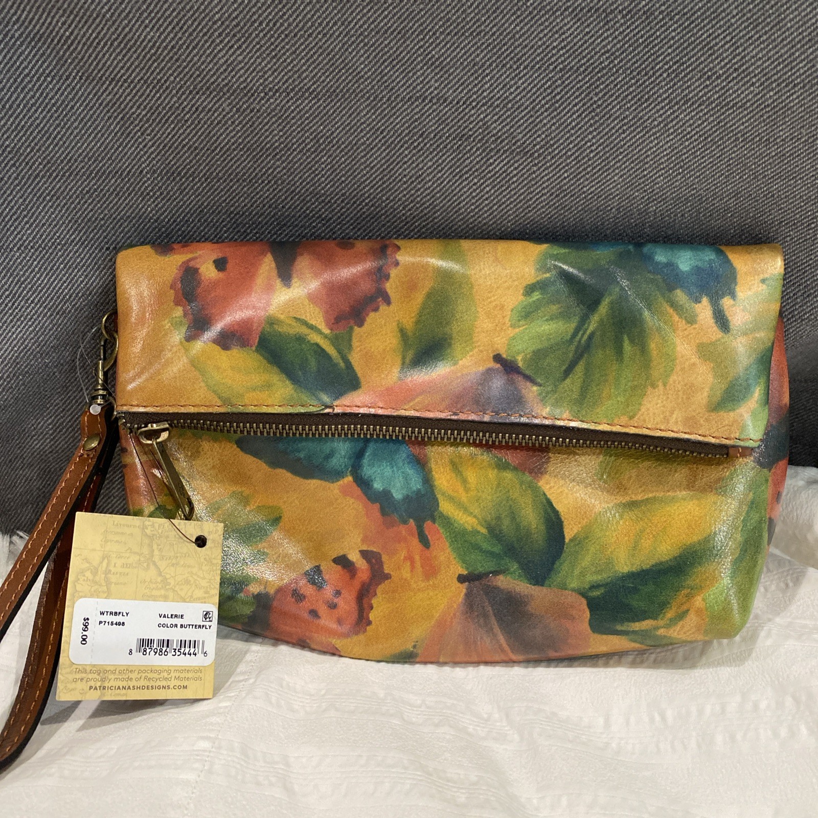 Patricia Nash Valerie Leather Fold-Over Wristlet Clutch Butterfly NWT MSRP $99