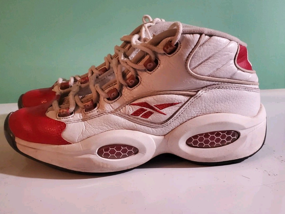 Reebok QUESTION MID Pearlized RED Toe White OG 74-79884 Shoes size 10.2/3