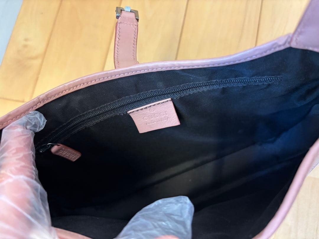 Gucci Pink GG pattern Canvas Leather Shoulder Bag Jackie 0013735 Used from Japan