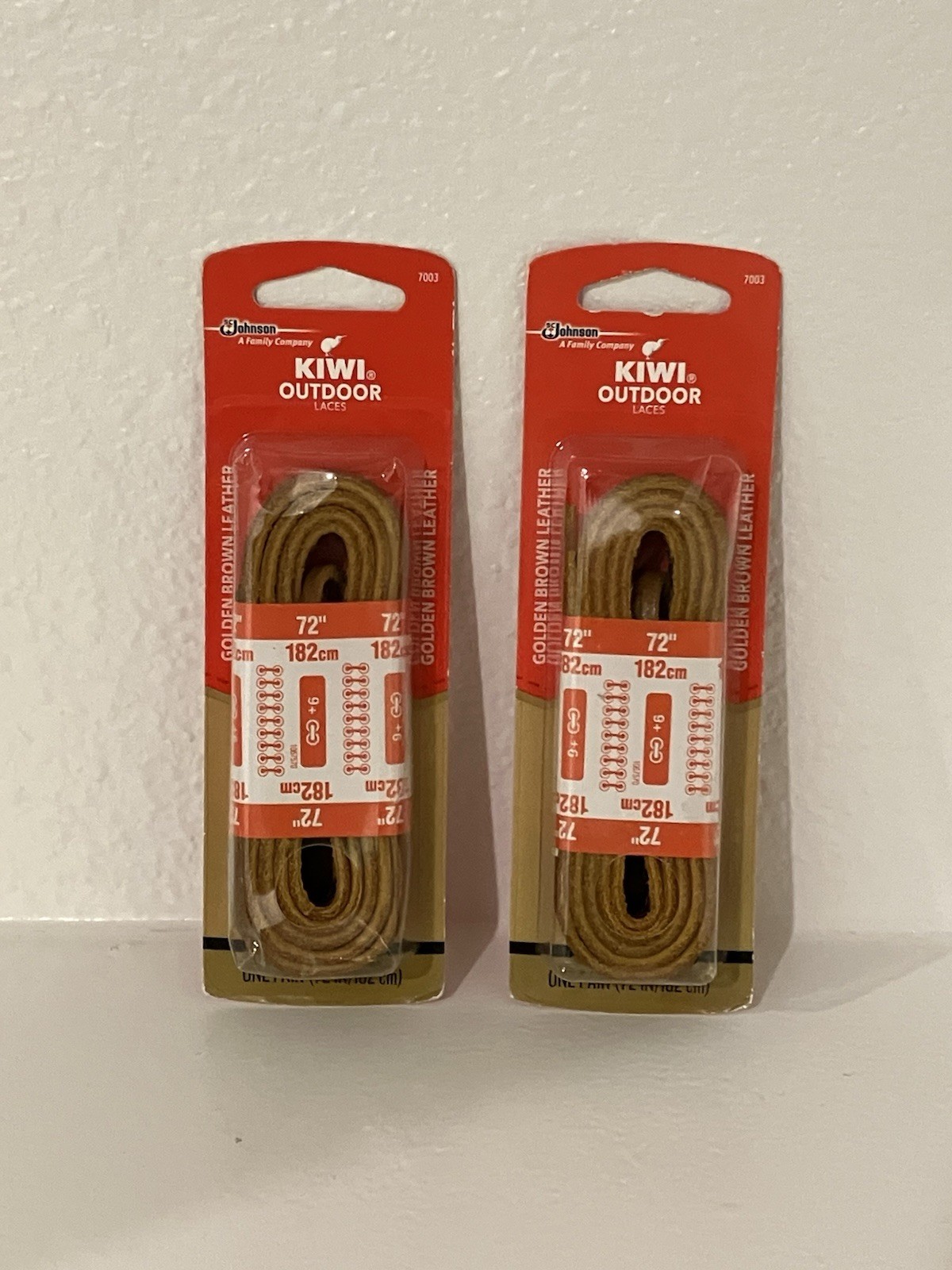2 X KIWI Outdoor Golden Brown Leather Laces 72″ (2 pairs) New. Ships Free!