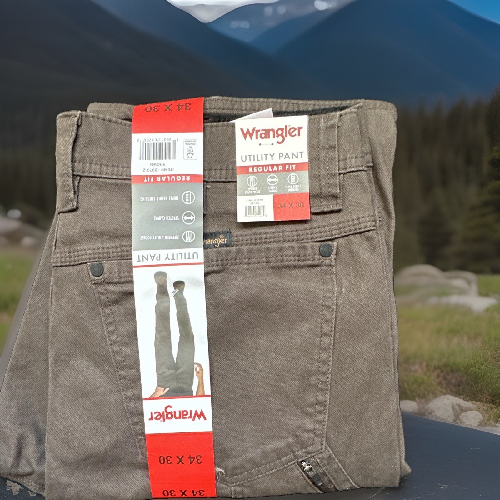 NEW Wrangler ATG Cliffside Utility Pants Men 34×30 Brown Stretch Outdoor NWT