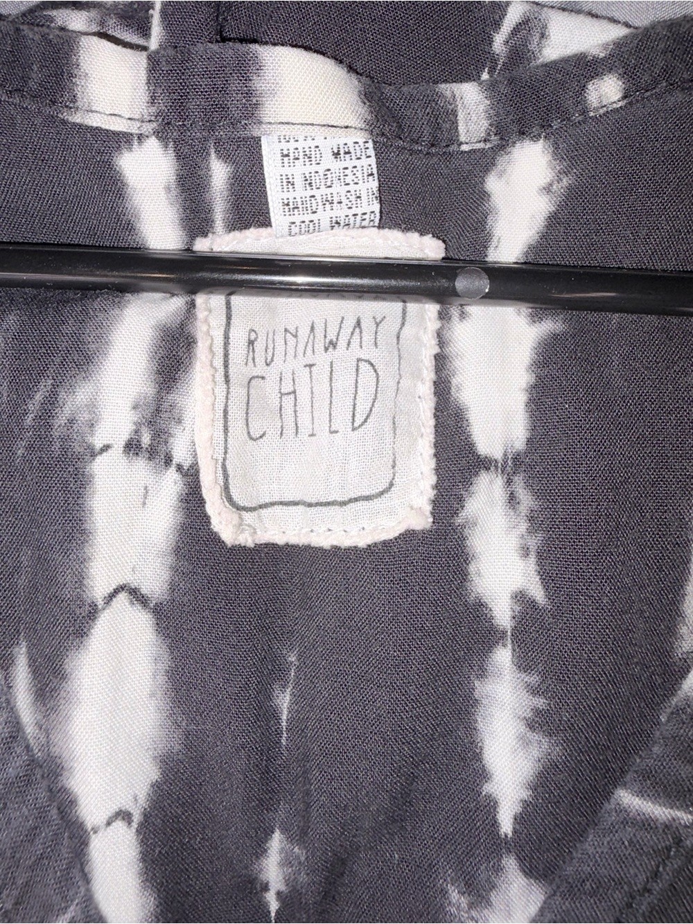Runaway Child Black & White Tie Dye Maxi Dress Boho Beach Cover Up One Size
