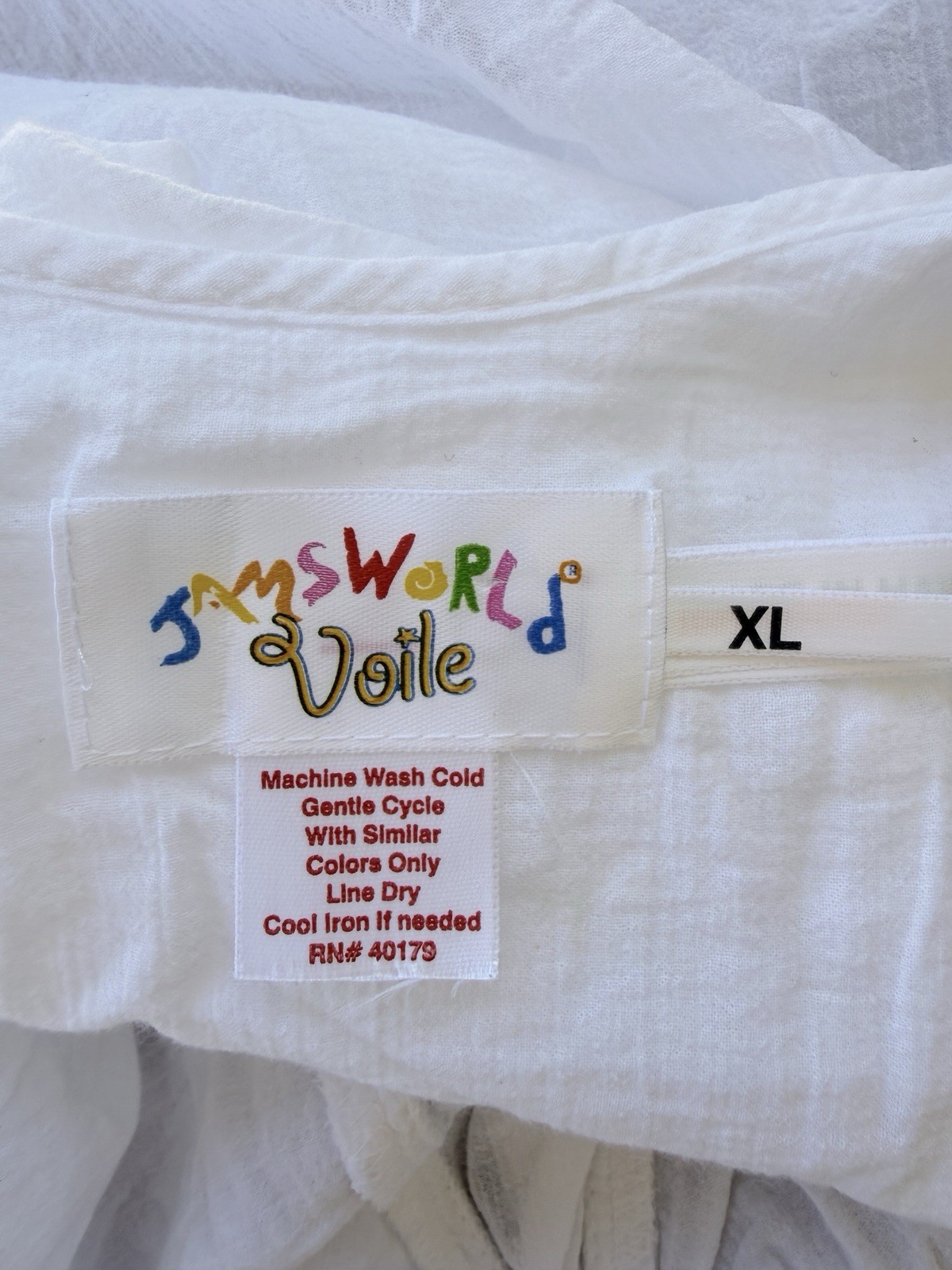 JAMS WORLD Voile Tank Top White 100% Cotton Hawaiian Aloha V-Neck NEW Size XL