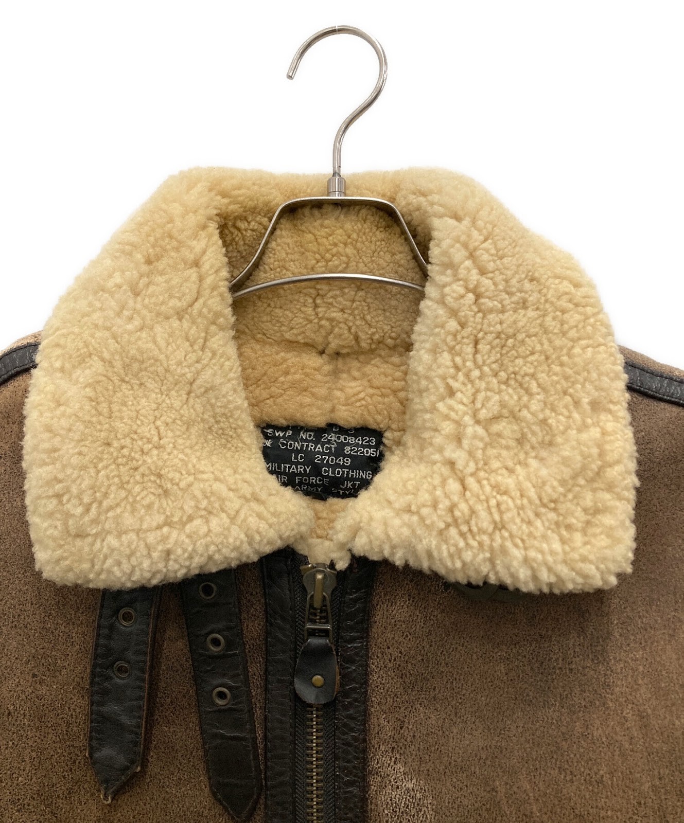 Authentic SAN FLIO B-3 Sheepskin Leather Jacket M Brown Men #9758