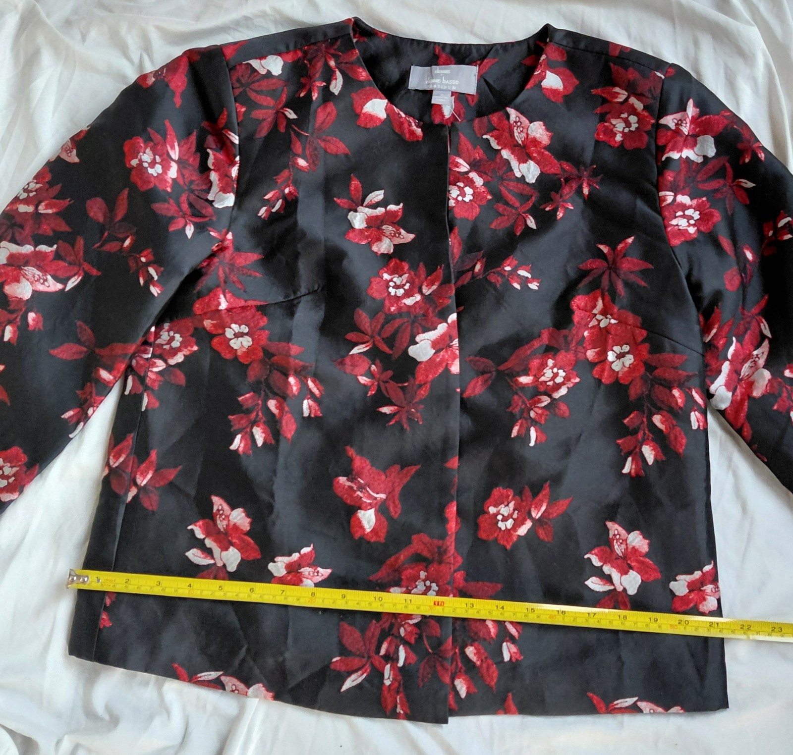 NWT Dennis Basso Platinum Floral Cropped Jacket Sz 6 Red A301451 Women ZB2