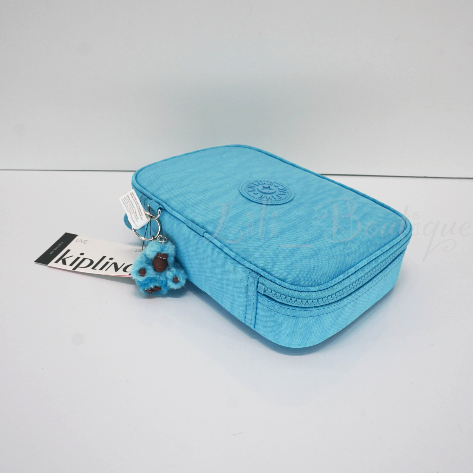 Kipling 100 Pens Case Pencil Accessory Box Polyamide AC3657 Powder Blue NWT $54