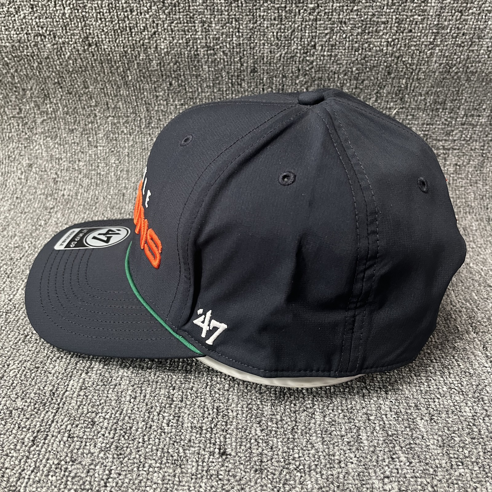 ’47 XFL Seattle Dragons MVP DP Adjustable Snapback Curved Brim Navy Orange Green
