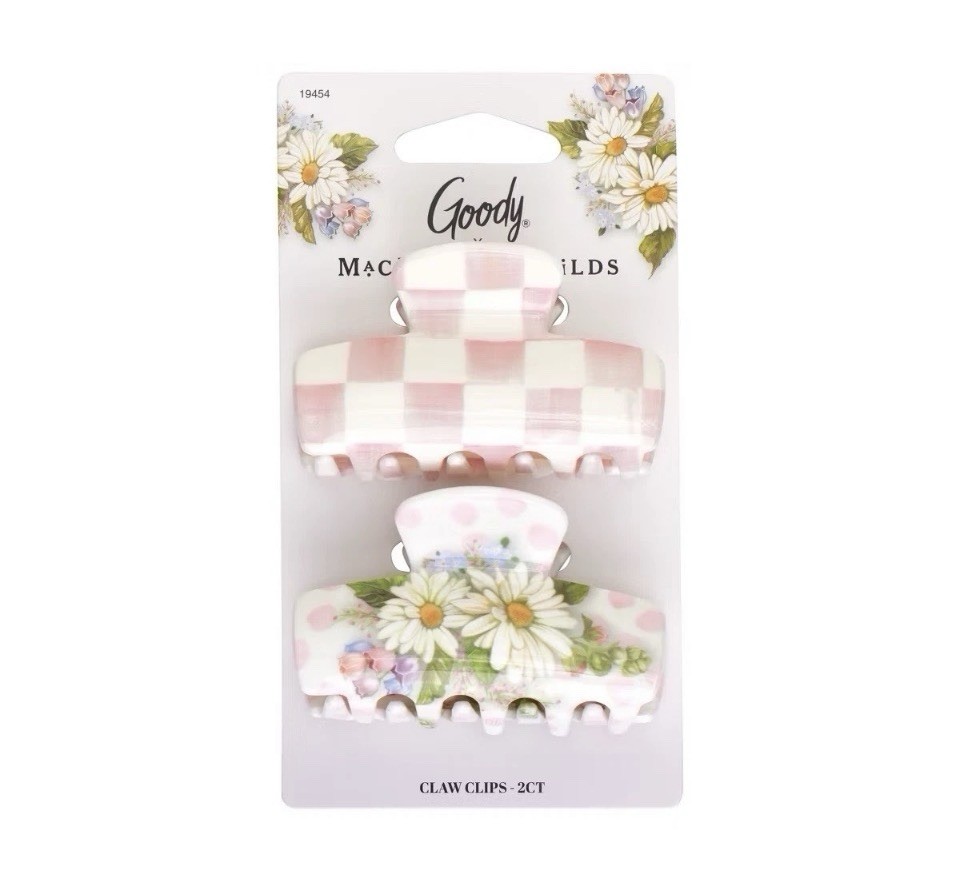 MacKenzie Childs Goody 🎀 Pink Check MedHair Clip Set In Stock Ready 2 Ship
