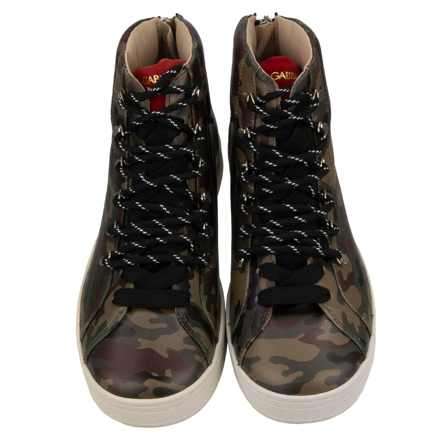 Dolce & Gabbana DG Logo Camouflage High Top Leather Sneakers Shoes Green
