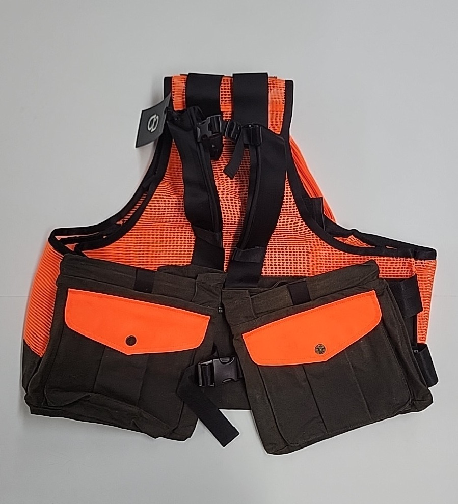 Upland Hunting Waxed Cotton Nylon Strap Vest Olive/Blaze XL-XXL (NWI/No Tag)