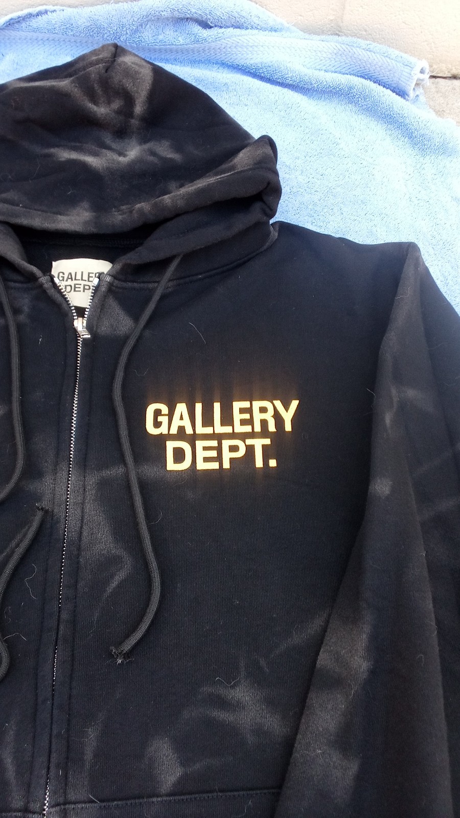 Gallery Dept. Smoke Fade Tie Dyed Black Full Zip Hoodie XL NWOT