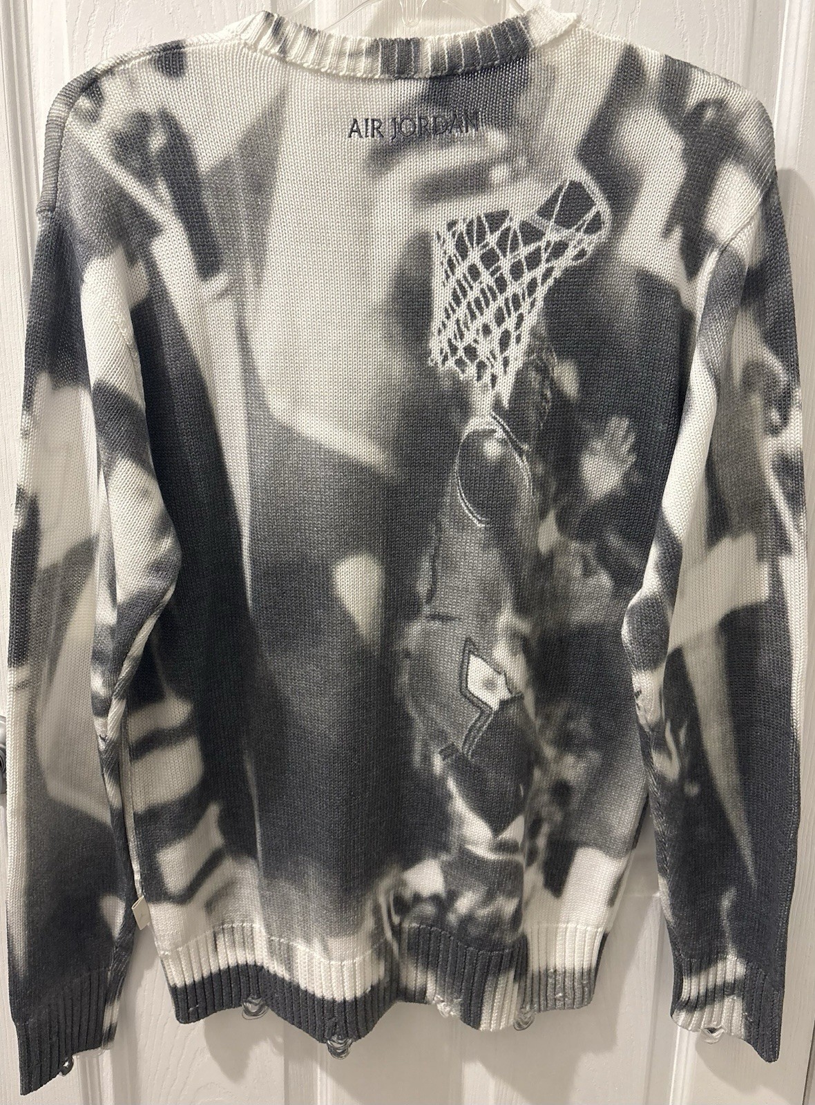 Men XL Air Jordan Nike Pullover Sweater Knit Sail/Gray Loose Fit HQ1635-133