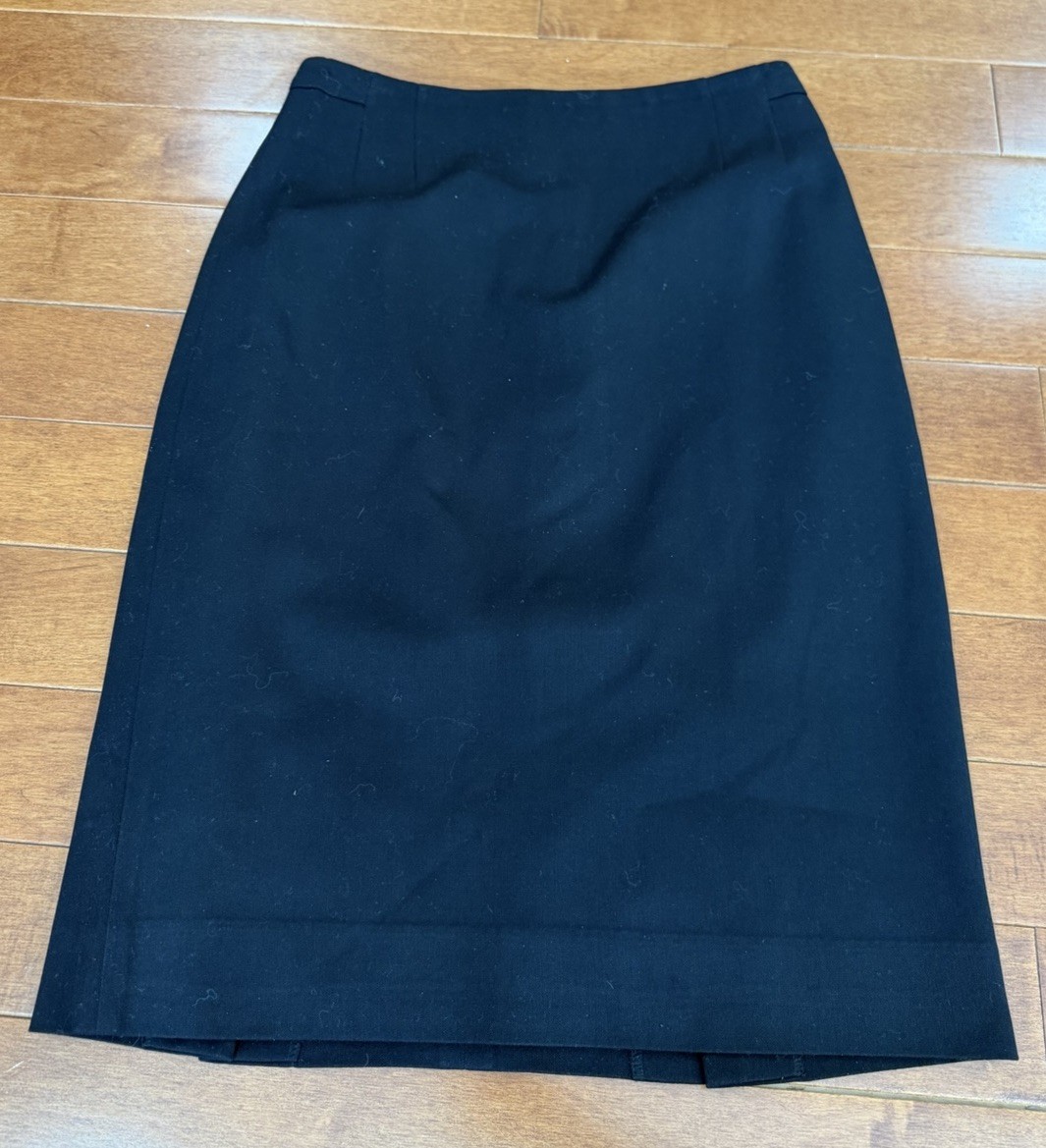MM Lafleur Black Polyester Rayon Spandex Pencil Midi Career Office Skirt Sz. 6