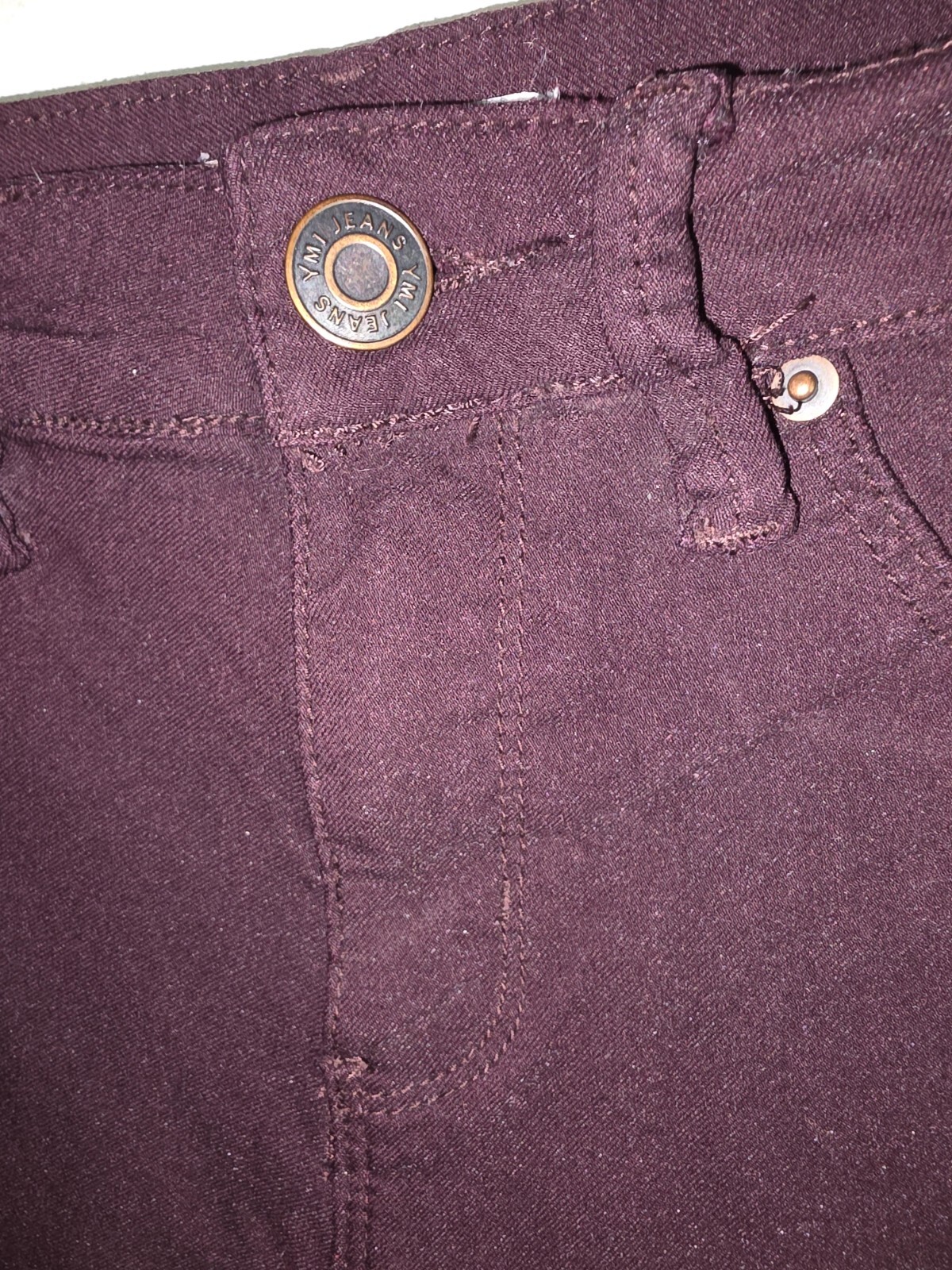 YMI Straight Leg Pants Stretch Burgundy Red Womens Size Medium