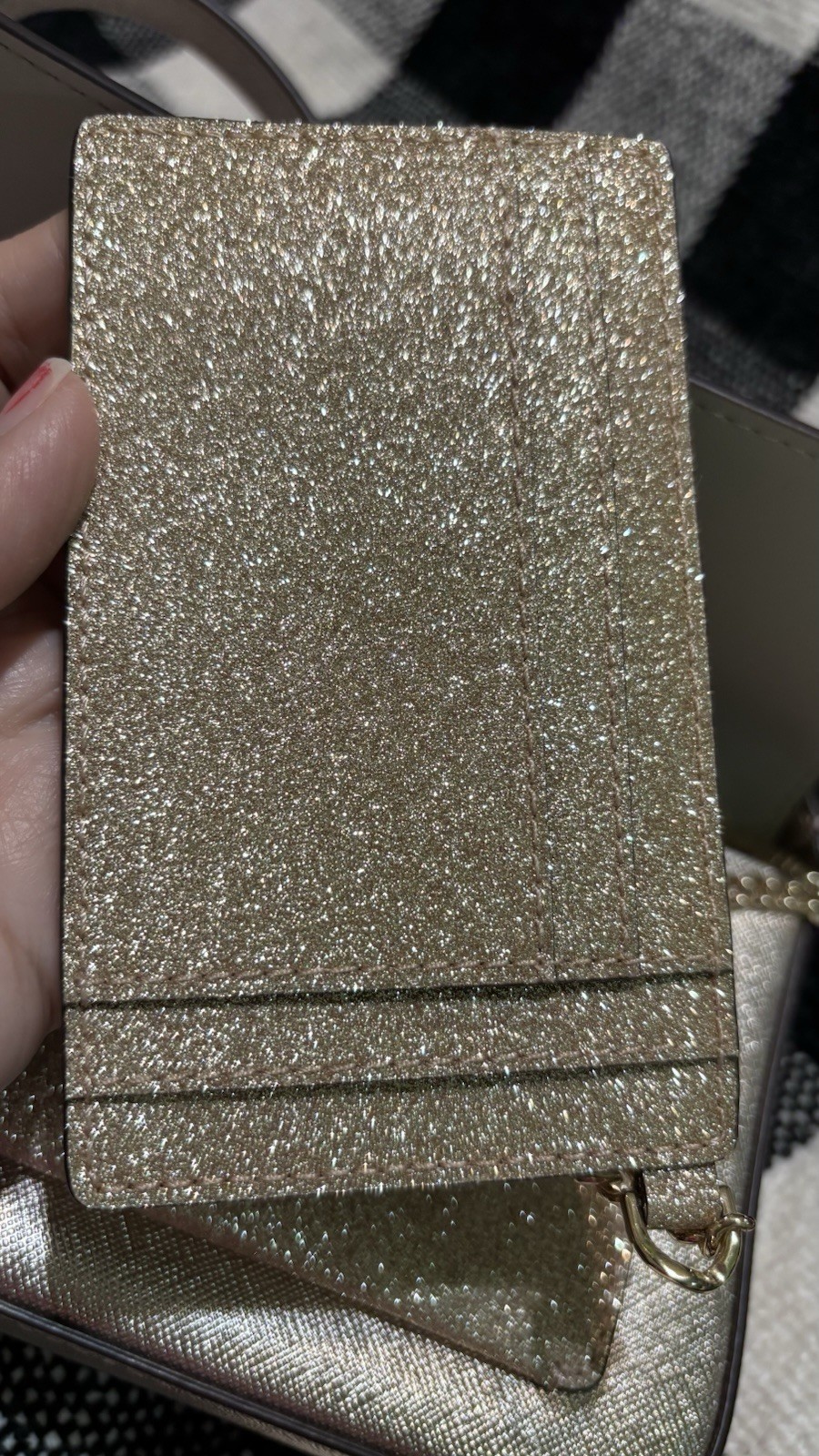 kate spade new york Gold Metallic Glitter Small Crossbody Bag, Strap, Coin Purse