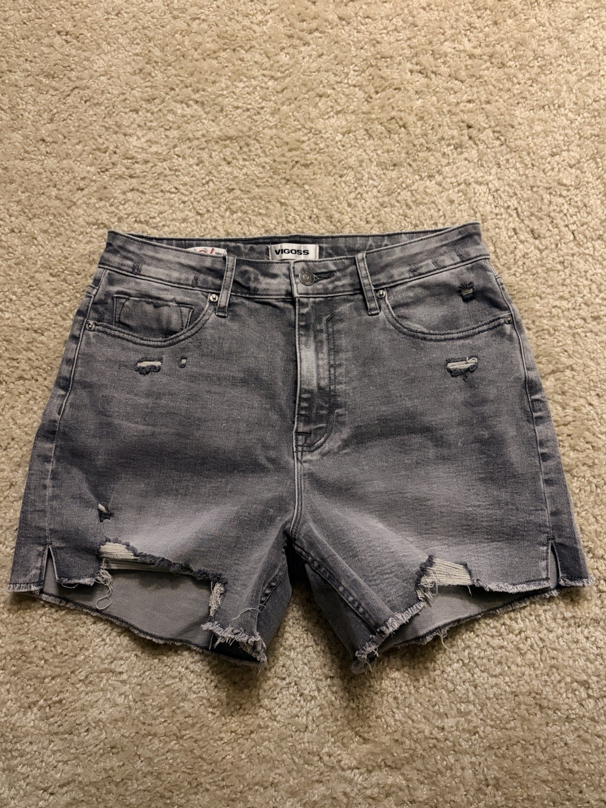 VIGOSS Ace Short Women’s 29 Gray Acid Wash High Rise Cutoff Denim Shorts