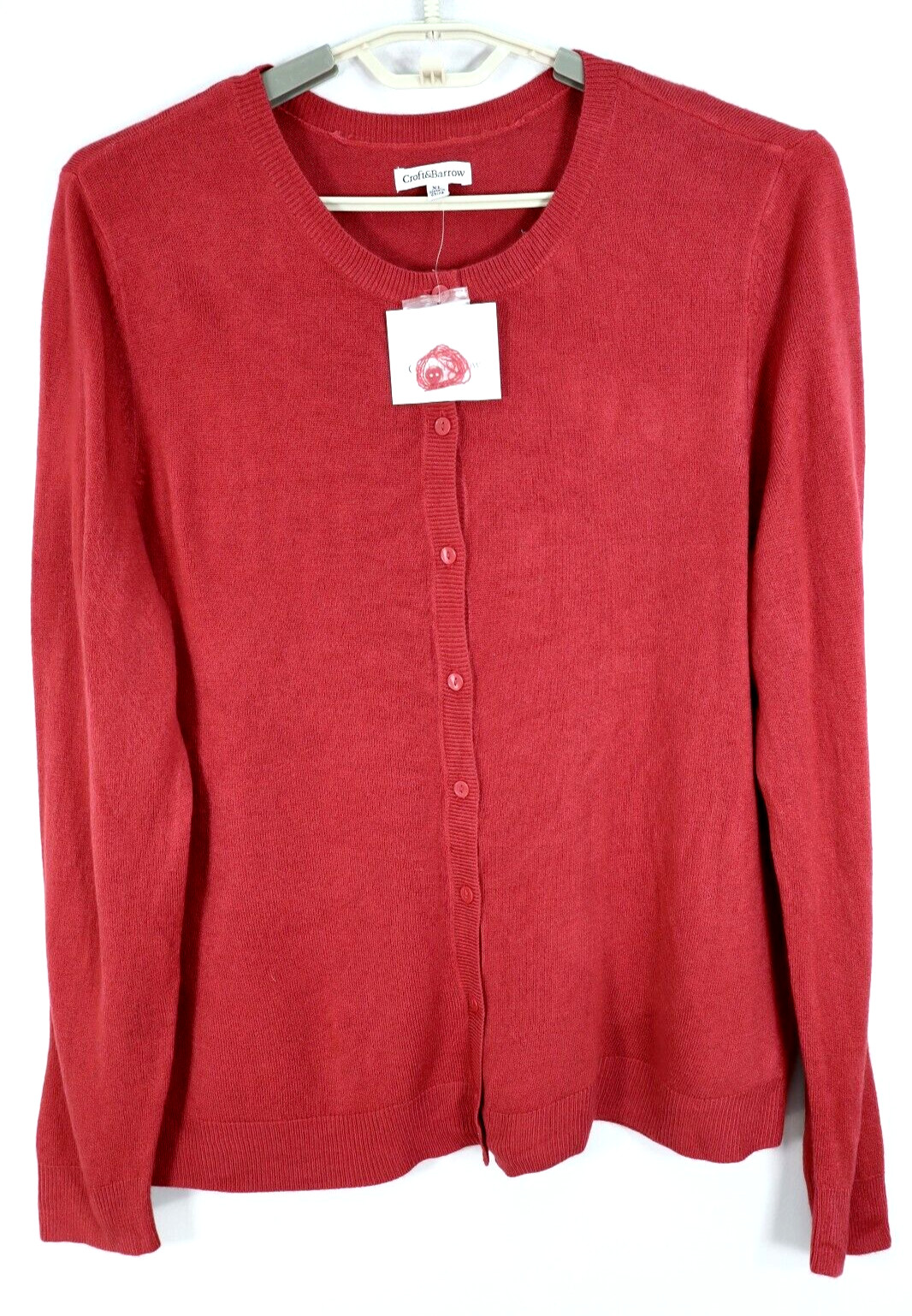NWT CROFT & BARROW Women’s Acrylic Cardigan Sweater Deep Maroon Red Size XL