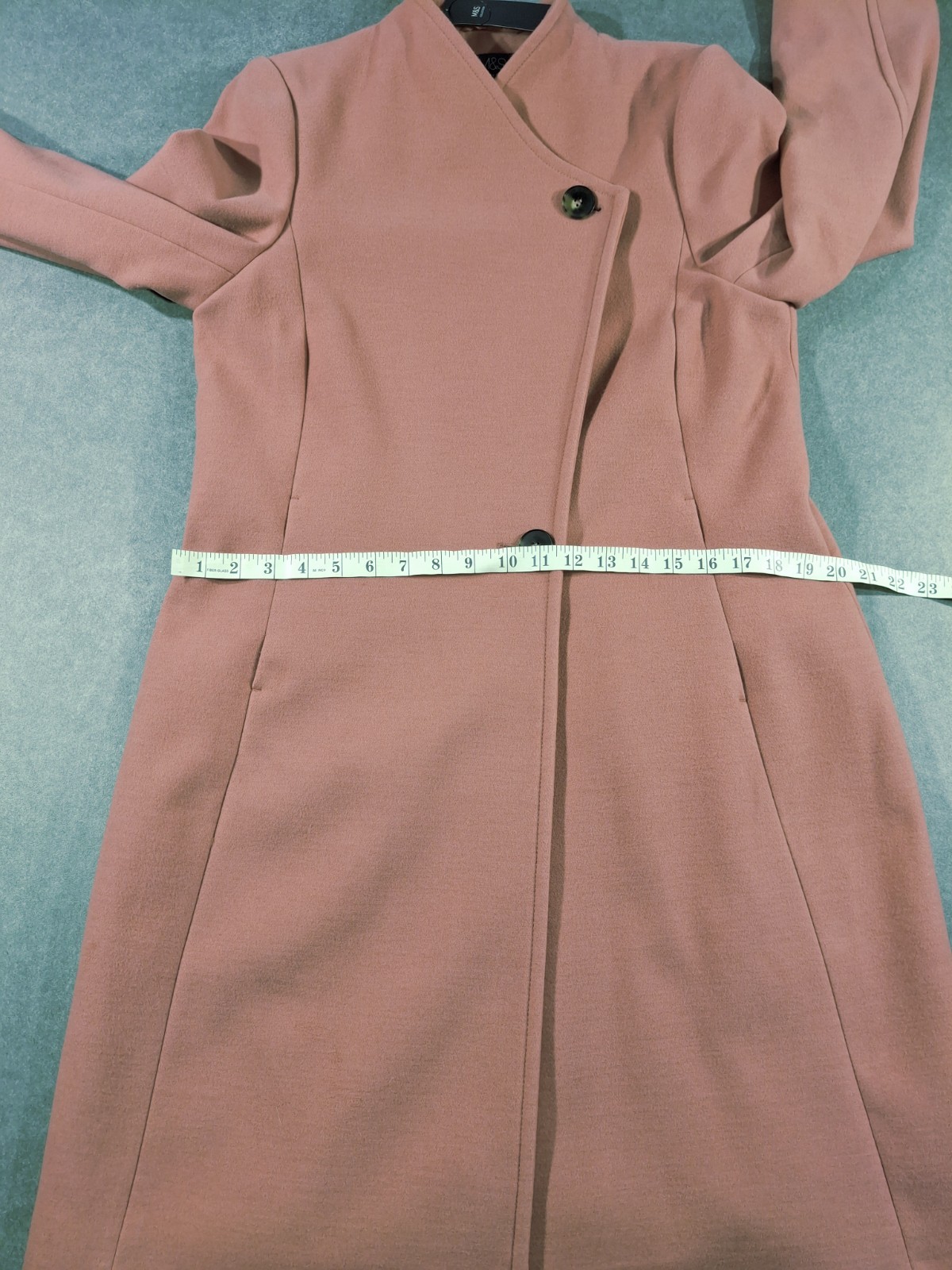 M&S Collection Car Coat Long Womens UK14 Pink Terracotta Button Casual BNWT