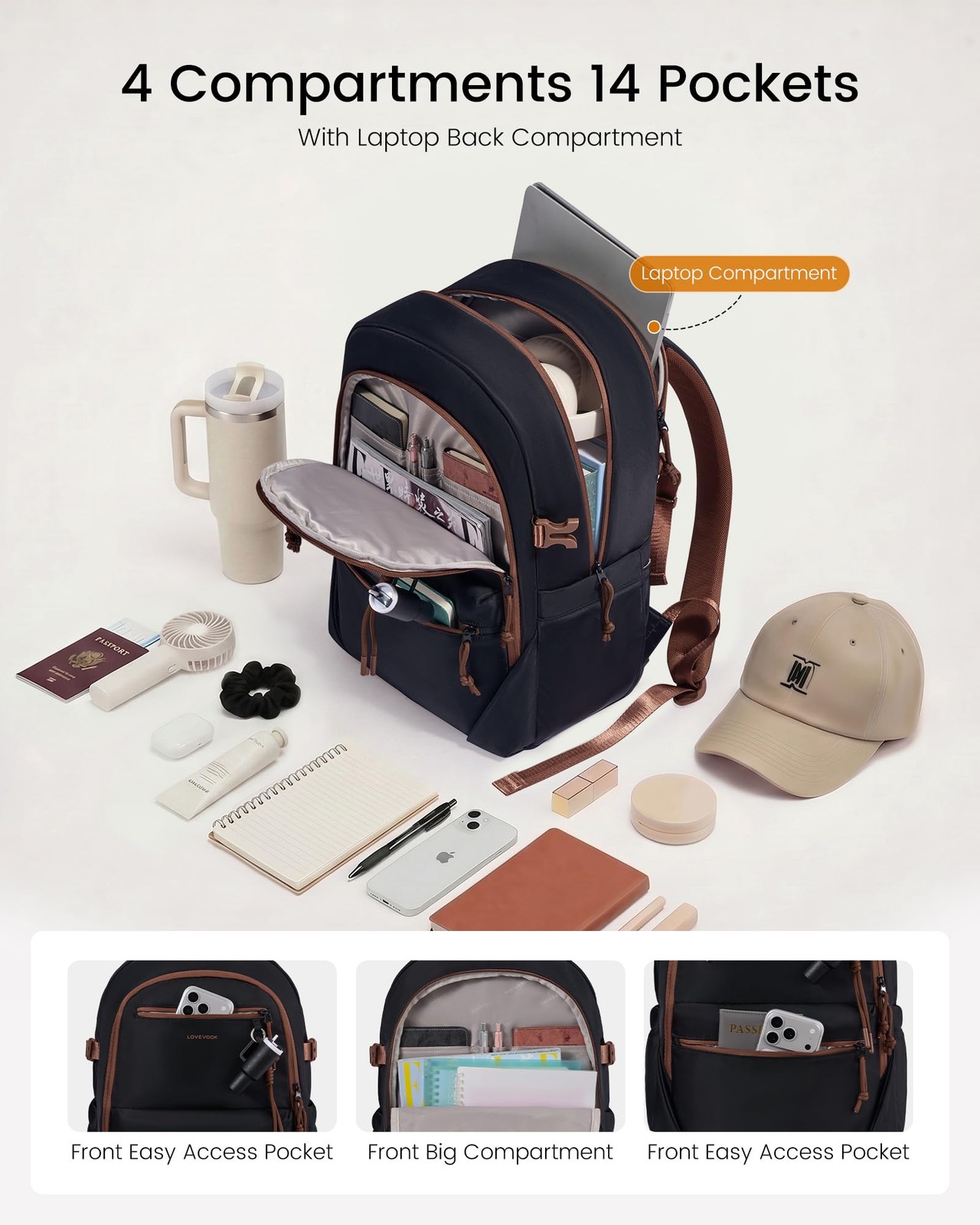 Laptop Backpack with Cute Pendant,17.3 Inch Travel Work Backpack Computer Lap…