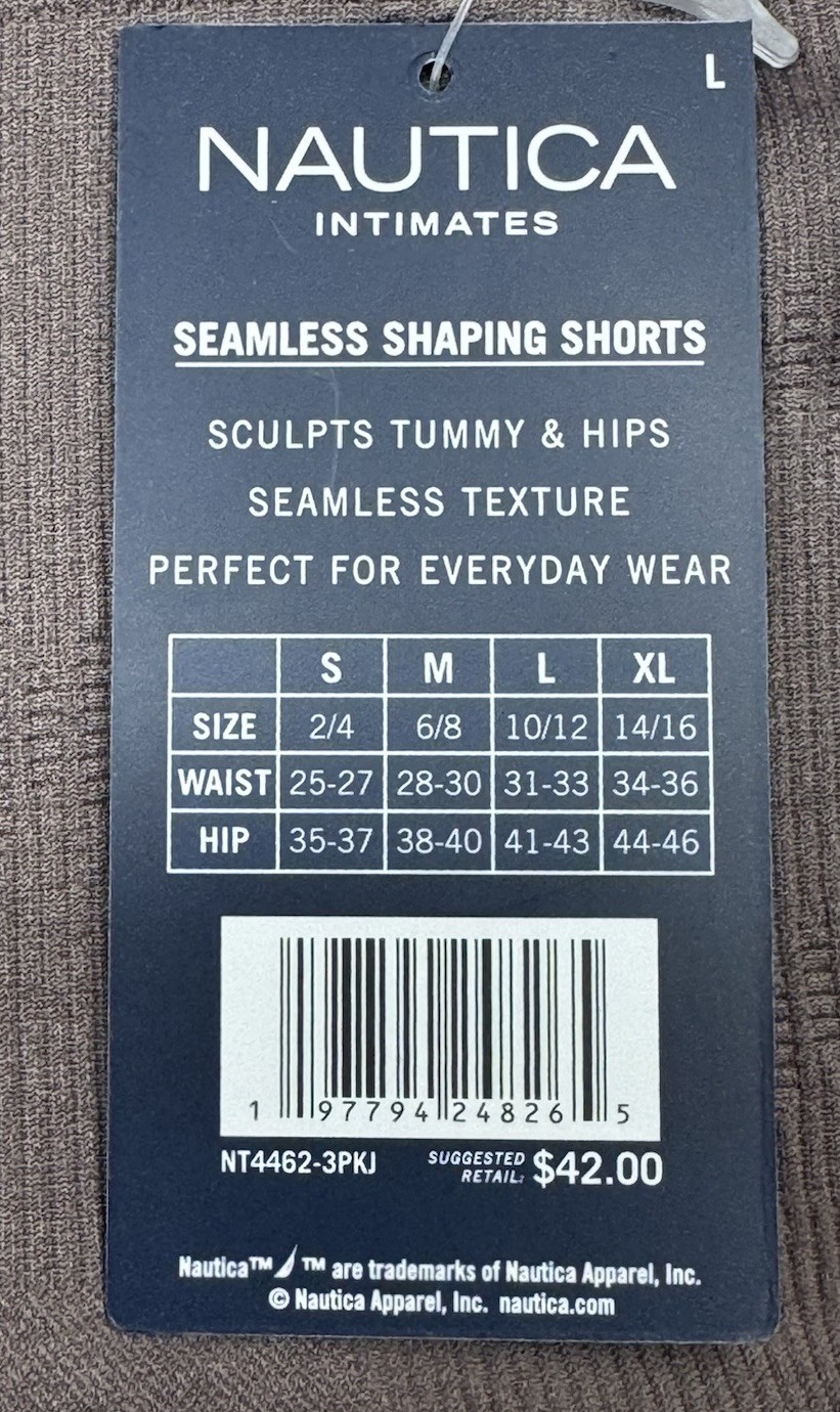 NAUTICA Women’s 3-Pack Shaping Shorts Underwear Panties Mild Control Size L