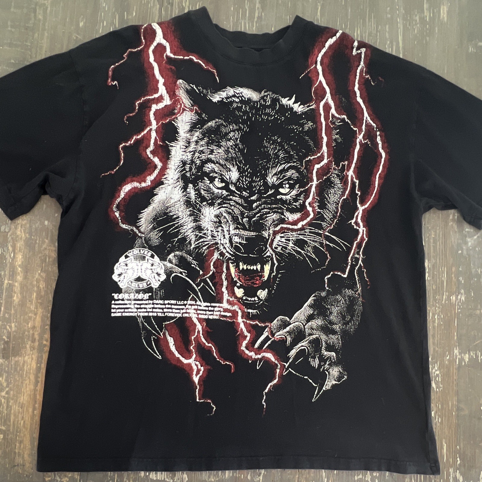 Darc Sport Wolves Club Men’s XL Black Graphic Crew Neck Short Sleeve Tee Limited
