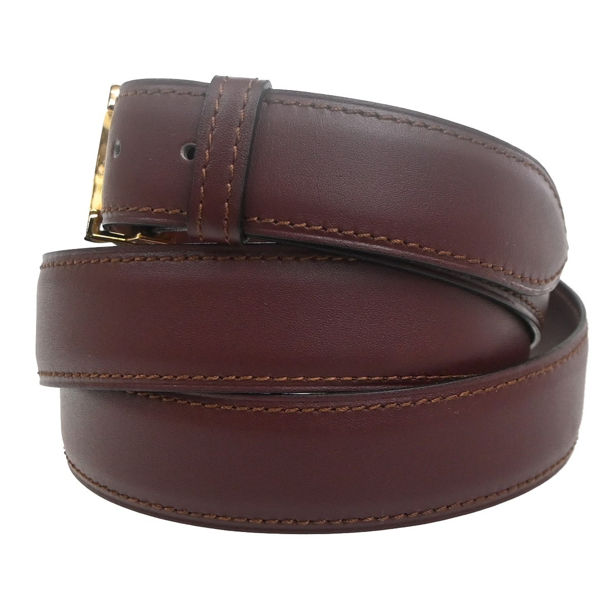 Cartier C Logo Belt 110/43 Leather Red Gold Vintage 05RL880
