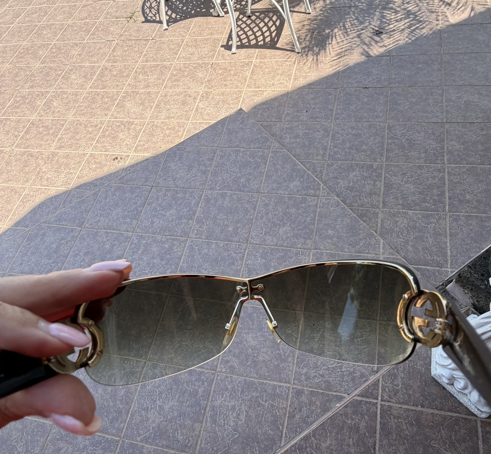 Authentic Gucci GG 4224/S Rimless Oversized Shield Sunglasses Gray Lens