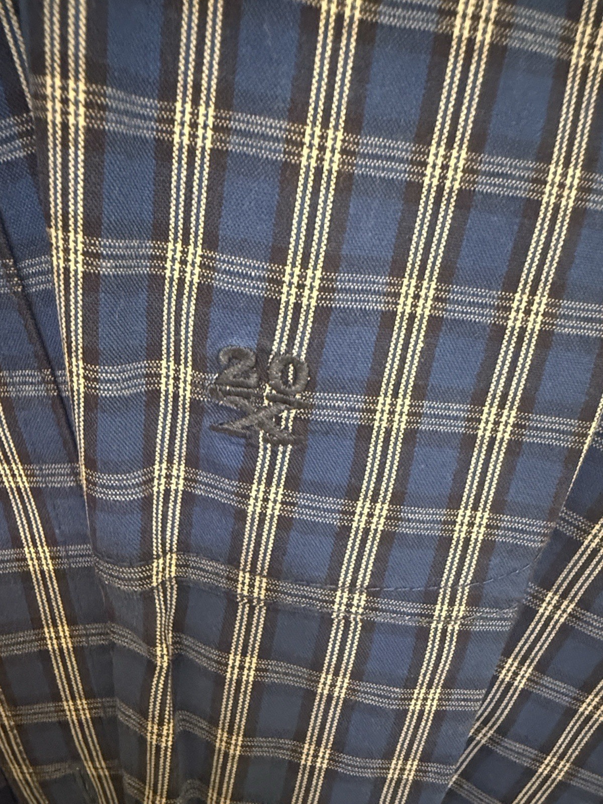 Wrangler Twenty X Men’s L Blue Plaid Long Sleeve Cotton Button-Up Pockets
