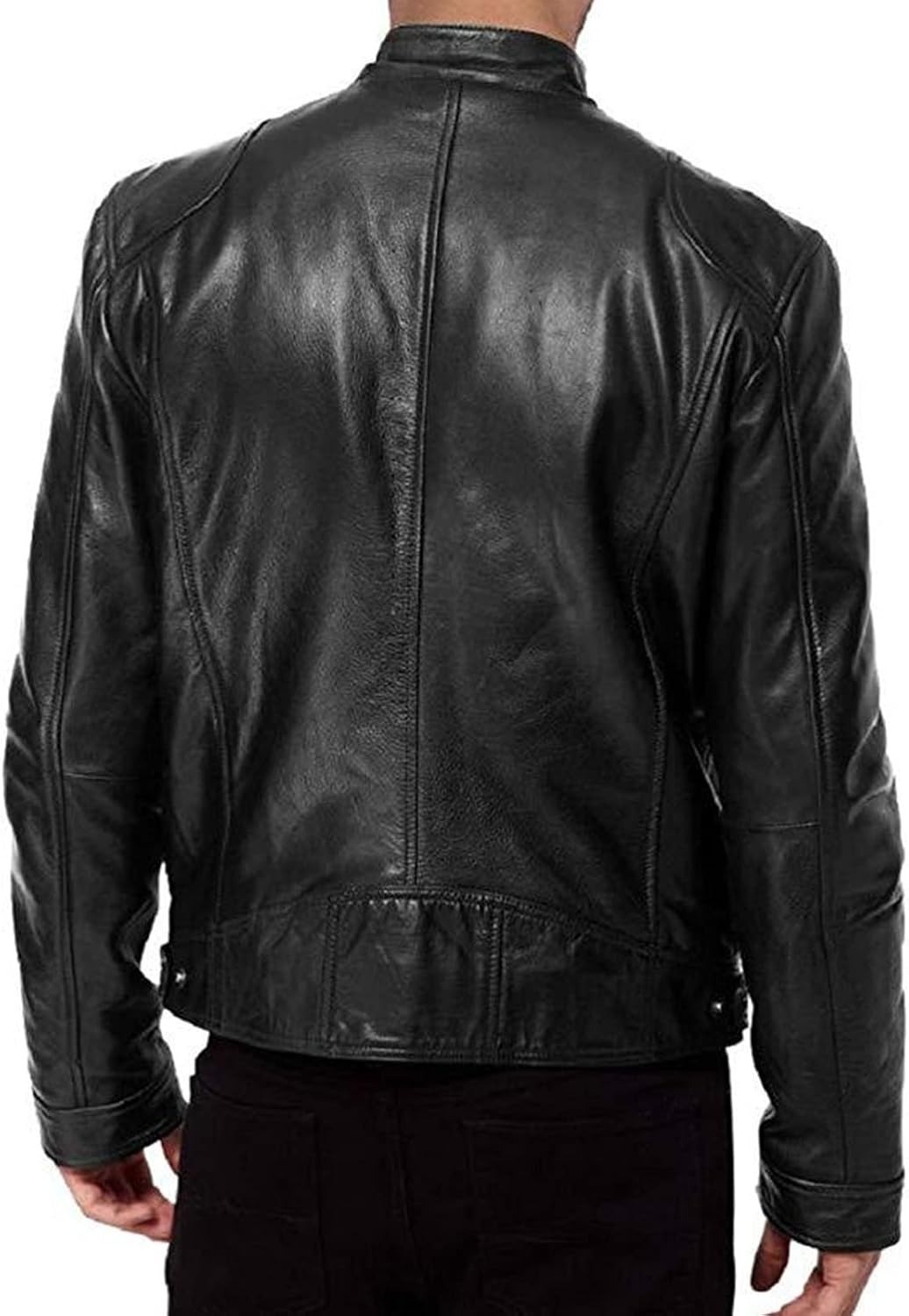 Men’s Handmade Cafe Racer Biker Genuine Sheepskin Leather Motercycle Jacket