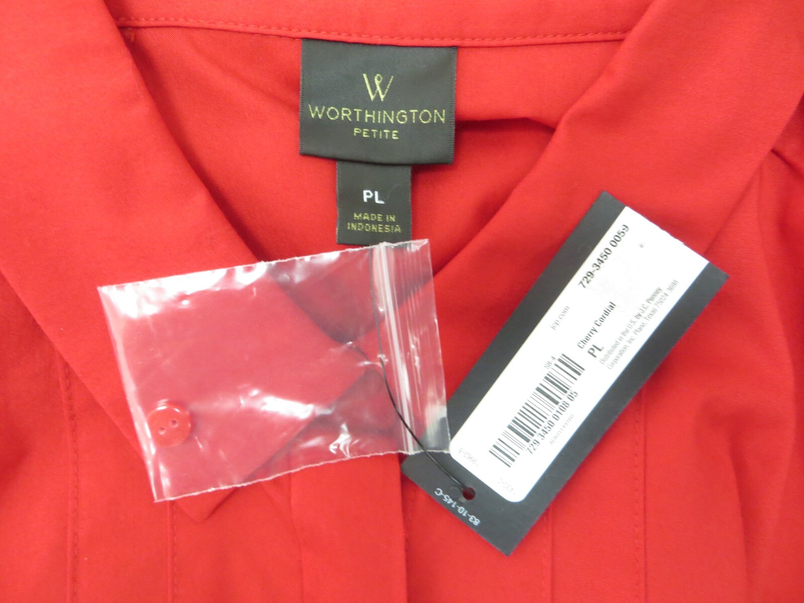 NWT WORTHINGTON Women Lightweight Stretch Polyester Blouse Deep Dark Red PL