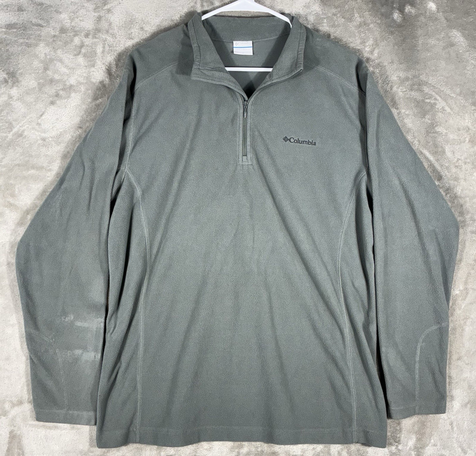 Columbia Fleece Jacket Mens L 1/4 Zip collar Zipper Pockets Logo outdoors hiking