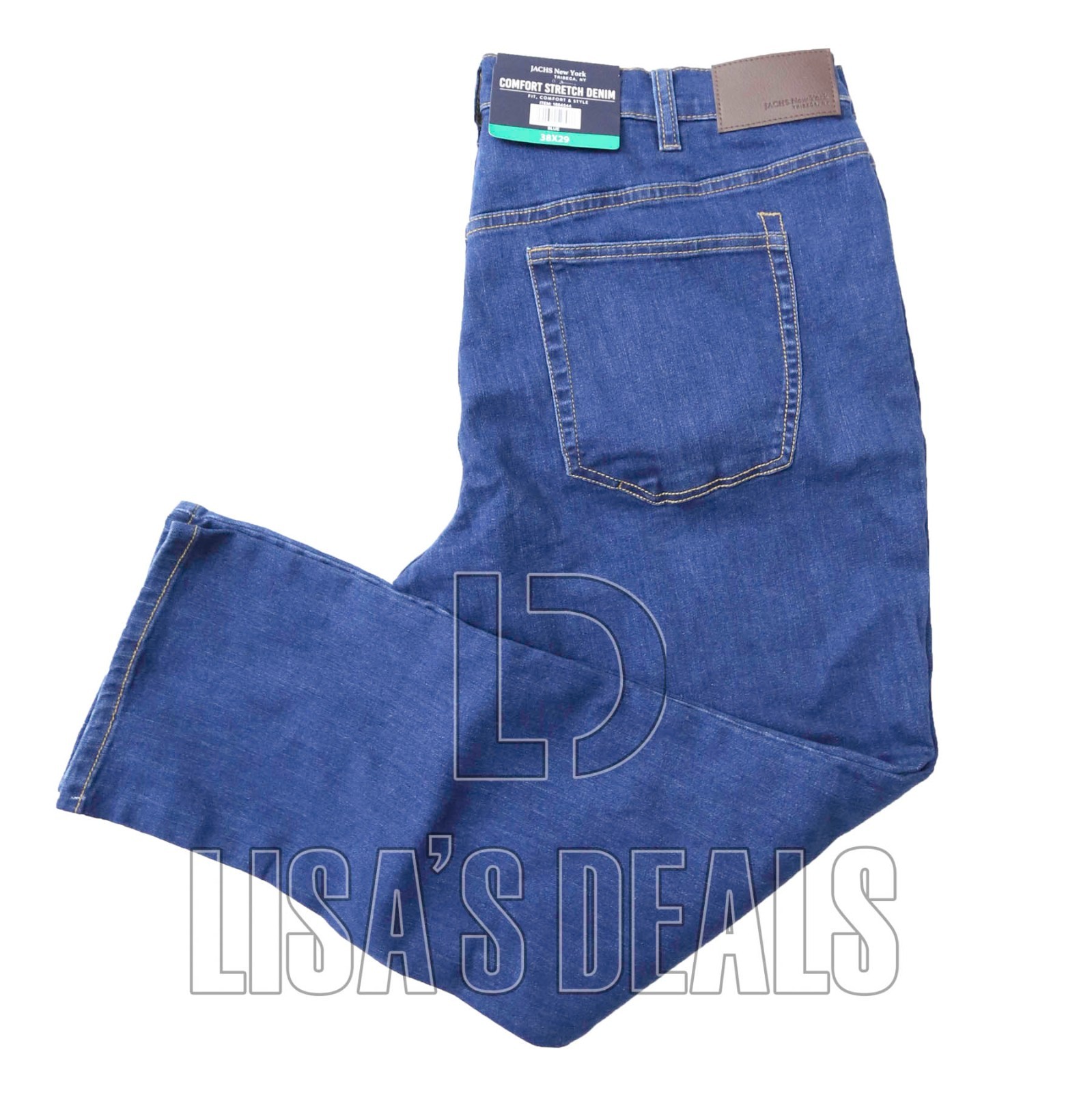 JACHS NEW YORK Comfort Stretch Denim Jeans Blue Dark Blue 32 34 36 38 40